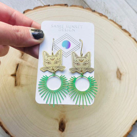 Cat Earrings, Witchy Earrings, Witchy Gifts for Women, Best Gifts for Aunt, Unique Birthday Gift for Sister in Law, Unique Graduation Gifts