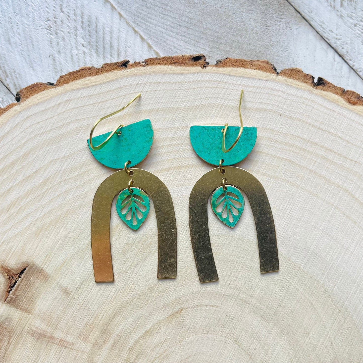 Leaf Earrings, Plant Lover Gift for Women, Nature Lover Gift, Botanical Earrings, Boho Hippie Jewelry, Patina Earrings, Western Earrings