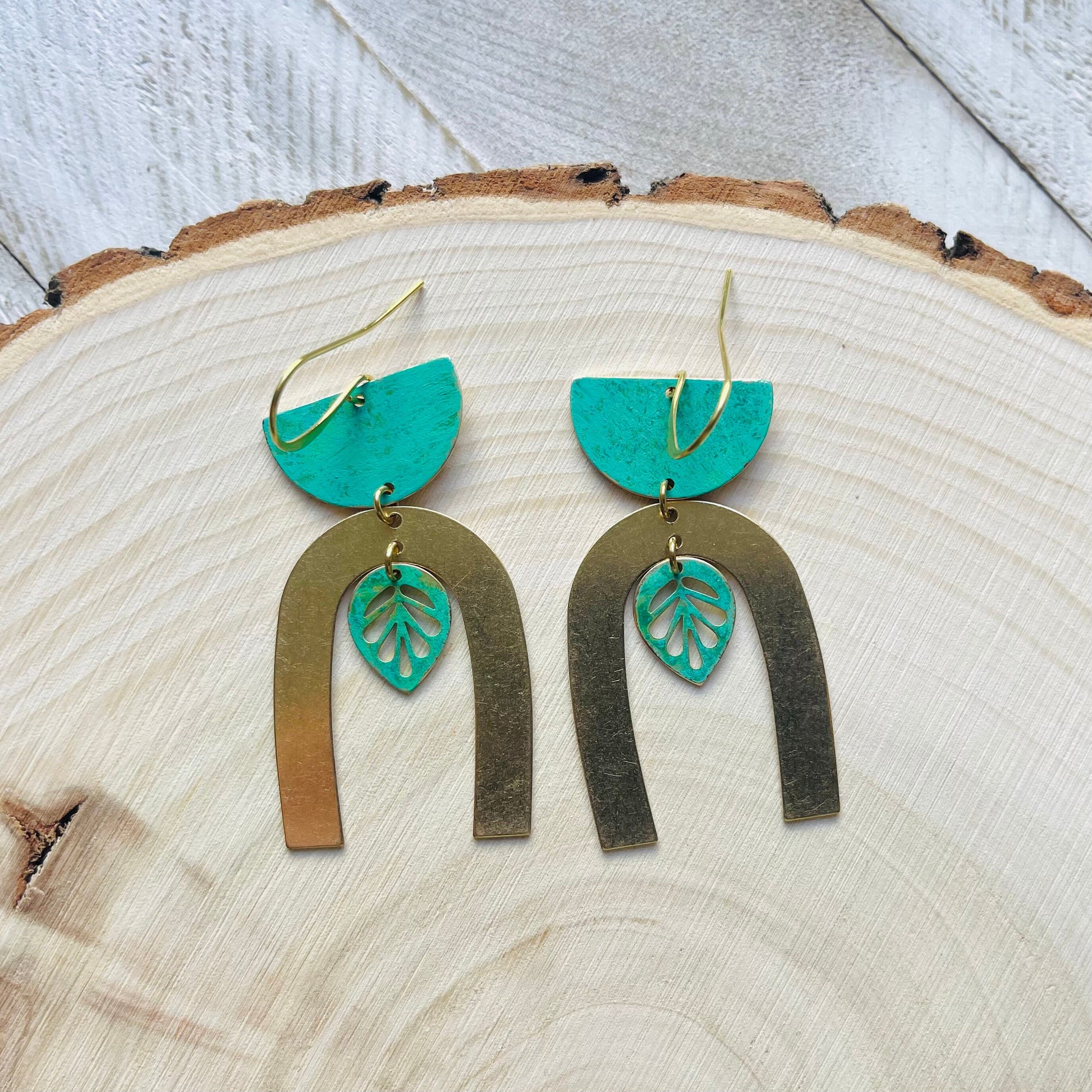 Leaf Earrings, Plant Lover Gift for Women, Nature Lover Gift, Botanical Earrings, Boho Hippie Jewelry, Patina Earrings, Western Earrings