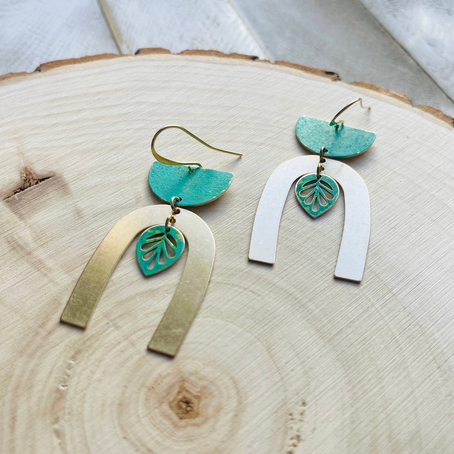 Leaf Earrings, Plant Lover Gift for Women, Nature Lover Gift, Botanical Earrings, Boho Hippie Jewelry, Patina Earrings, Western Earrings