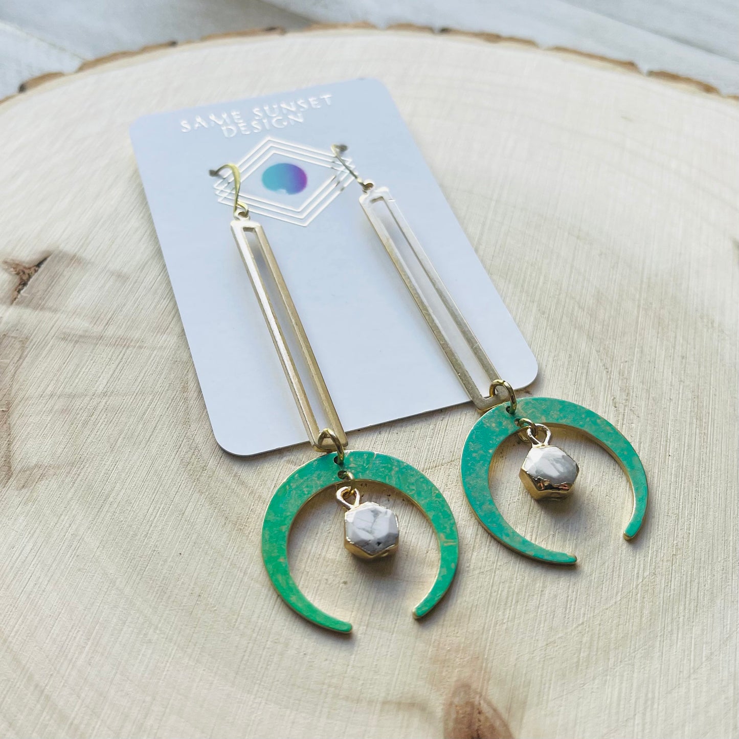 Howlite Earrings, Witchy Earrings, Boho Hippie Jewelry, Celestial Jewelry Witchy, Crescent Moon Earrings Gold, Unique Graduation Gifts