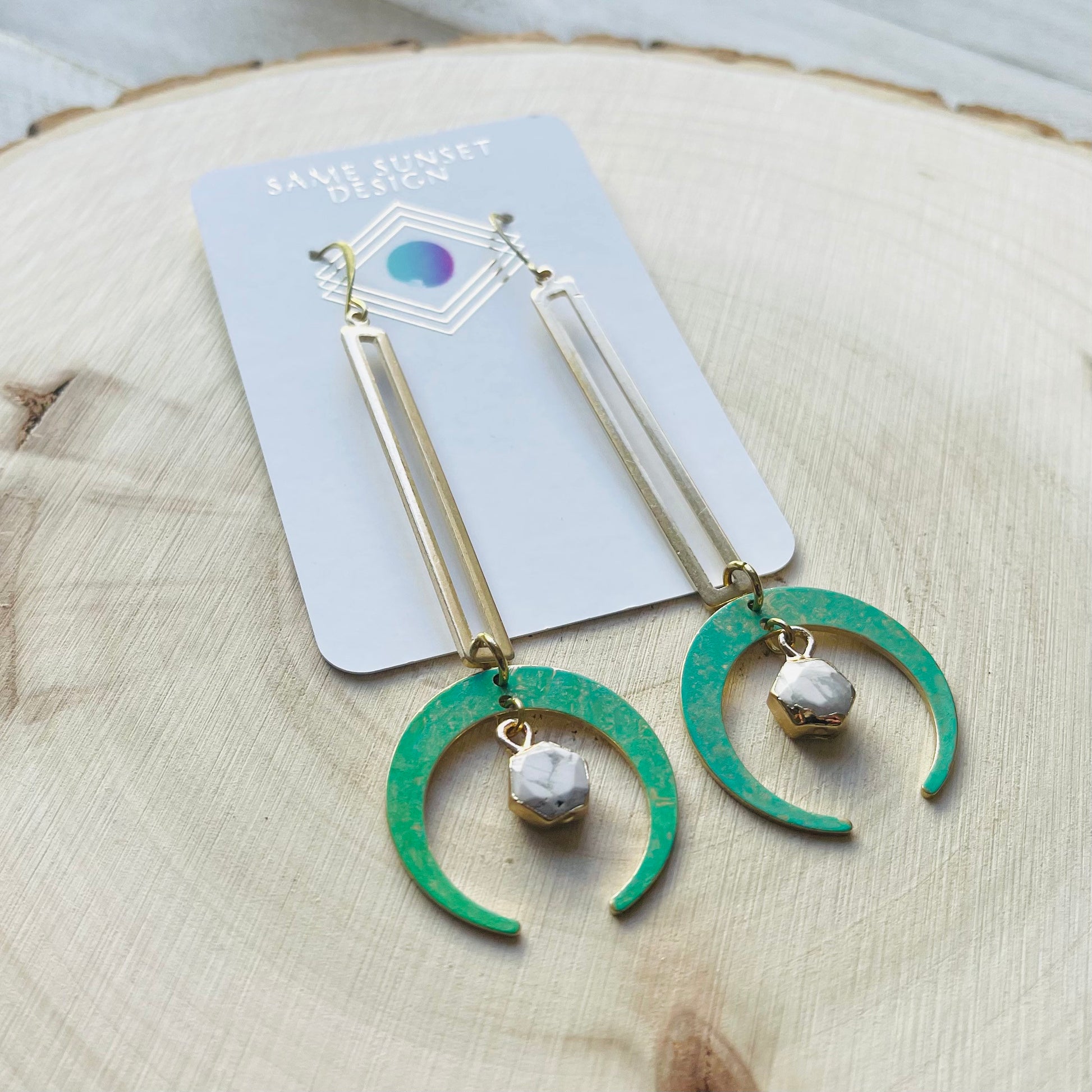 Howlite Earrings, Witchy Earrings, Boho Hippie Jewelry, Celestial Jewelry Witchy, Crescent Moon Earrings Gold, Unique Graduation Gifts