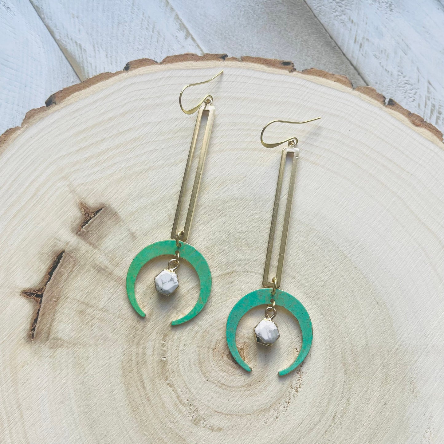 Howlite Earrings, Witchy Earrings, Boho Hippie Jewelry, Celestial Jewelry Witchy, Crescent Moon Earrings Gold, Unique Graduation Gifts