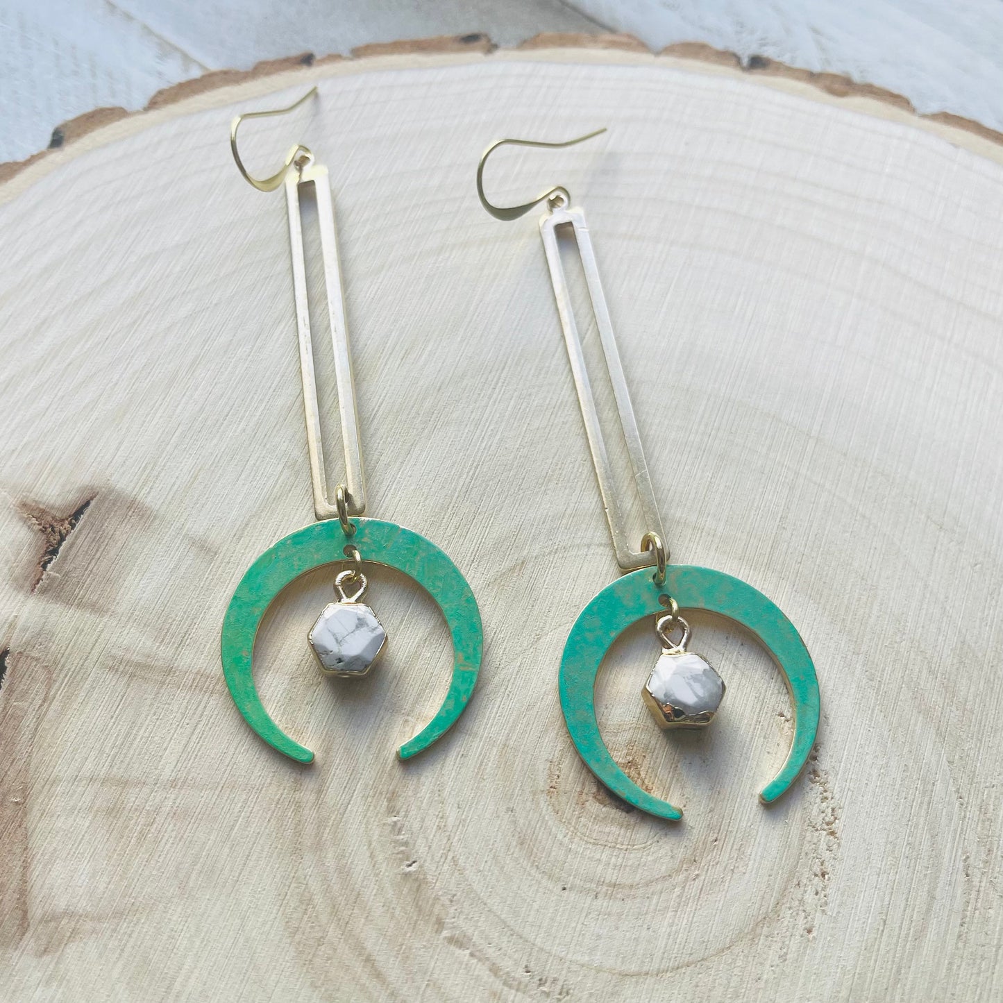 Howlite Earrings, Witchy Earrings, Boho Hippie Jewelry, Celestial Jewelry Witchy, Crescent Moon Earrings Gold, Unique Graduation Gifts
