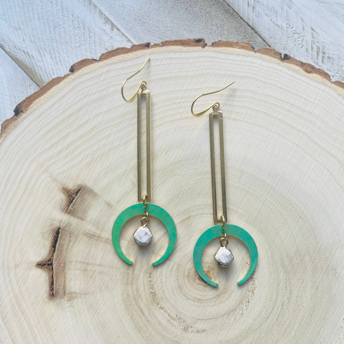 Howlite Earrings, Witchy Earrings, Boho Hippie Jewelry, Celestial Jewelry Witchy, Crescent Moon Earrings Gold, Unique Graduation Gifts