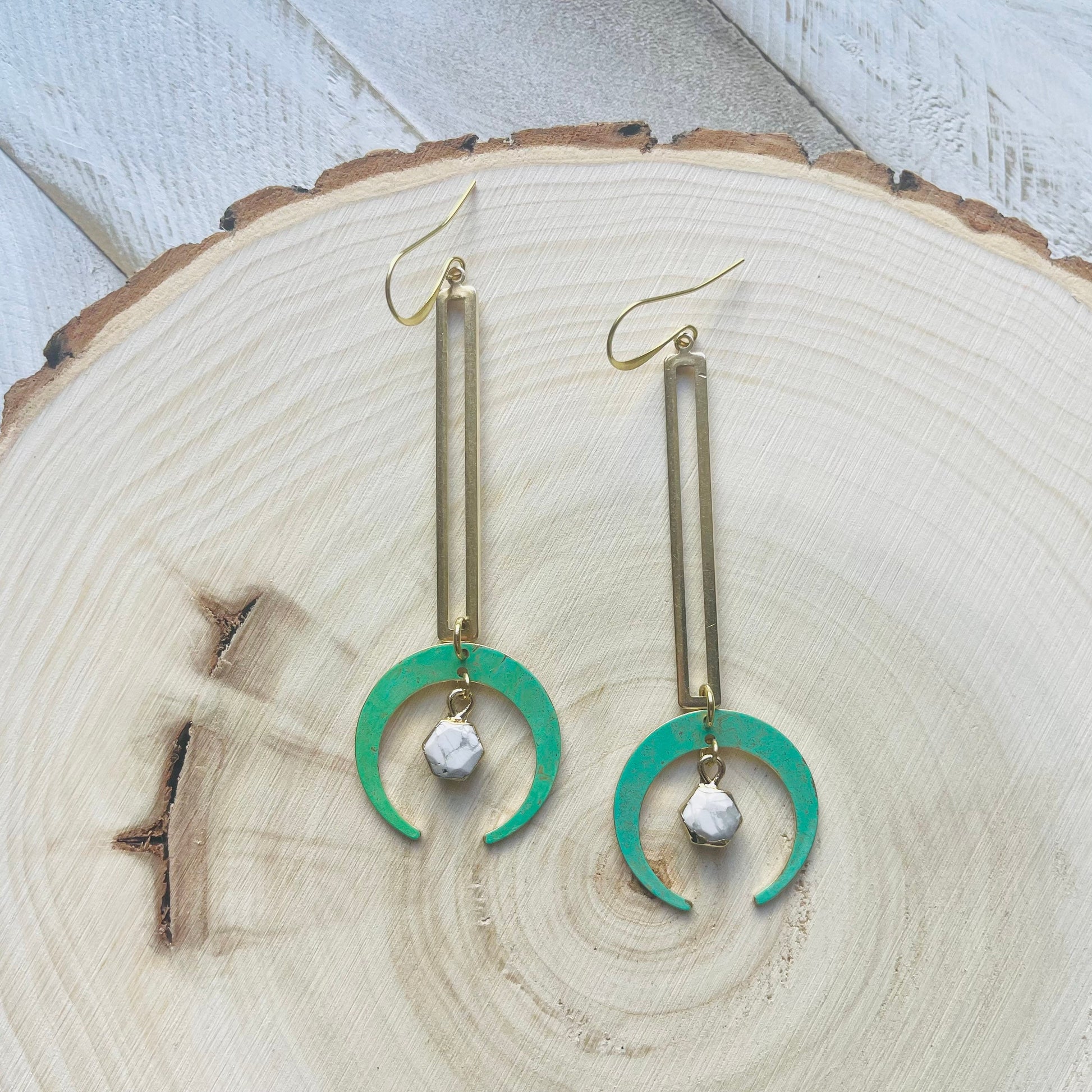 Howlite Earrings, Witchy Earrings, Boho Hippie Jewelry, Celestial Jewelry Witchy, Crescent Moon Earrings Gold, Unique Graduation Gifts