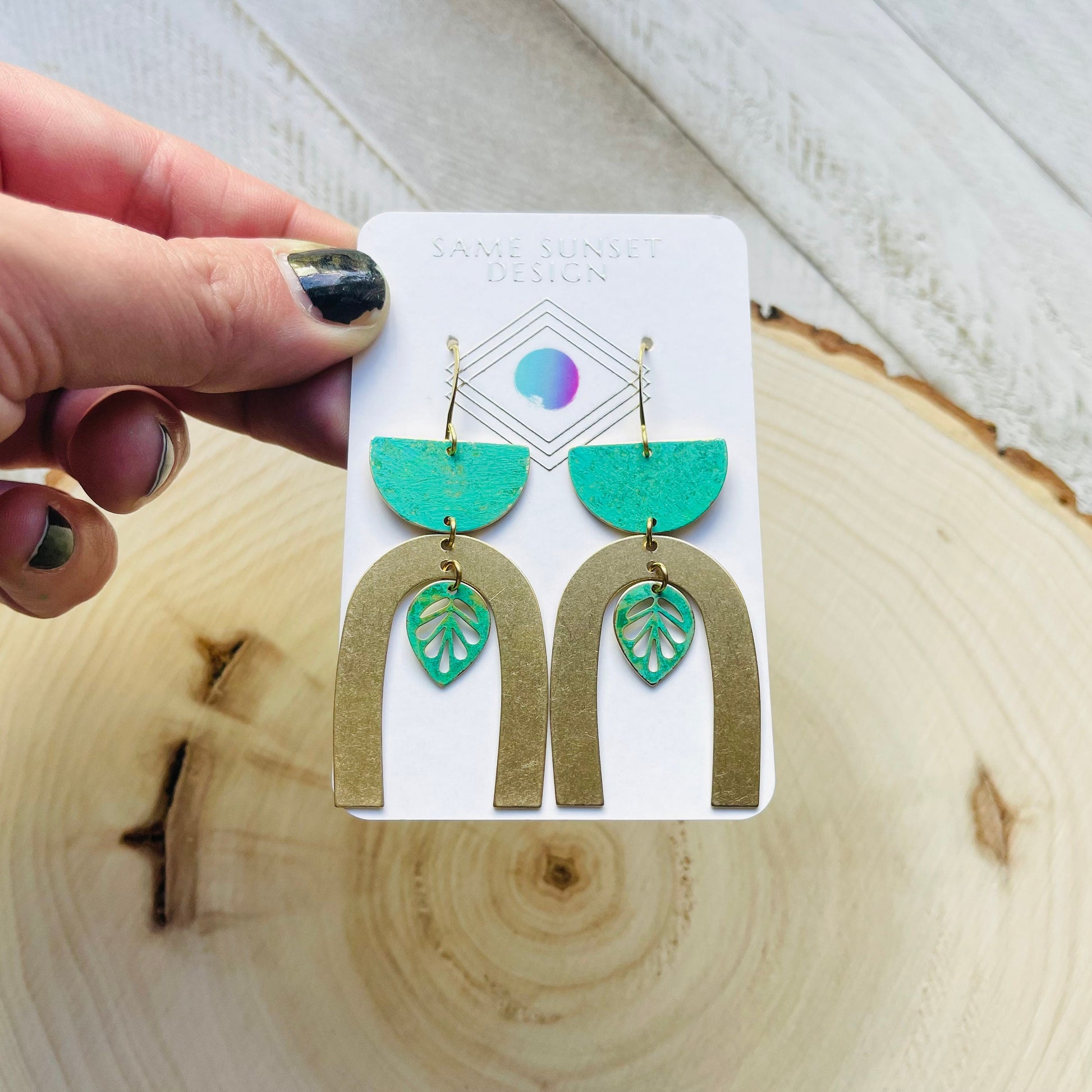 Leaf Earrings, Plant Lover Gift for Women, Nature Lover Gift, Botanical Earrings, Boho Hippie Jewelry, Patina Earrings, Western Earrings