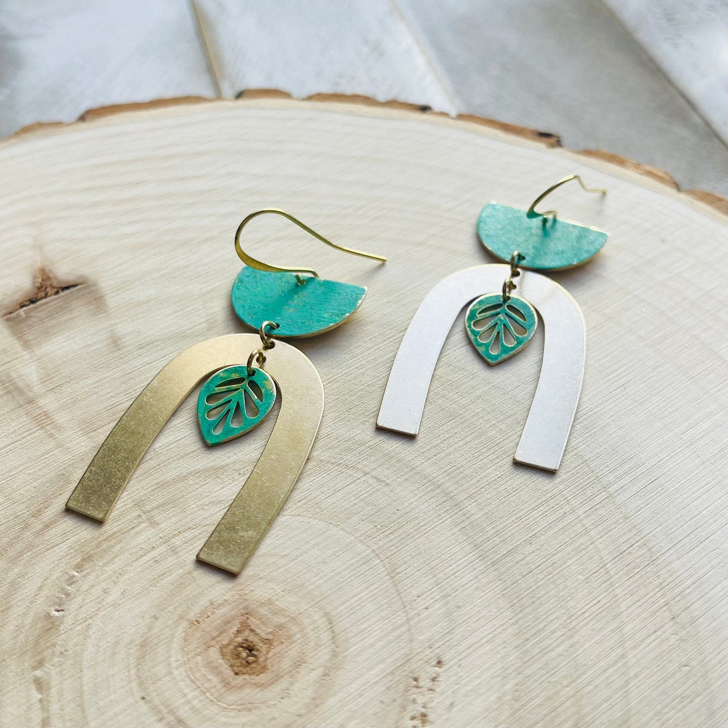 Leaf Earrings, Plant Lover Gift for Women, Nature Lover Gift, Botanical Earrings, Boho Hippie Jewelry, Patina Earrings, Western Earrings
