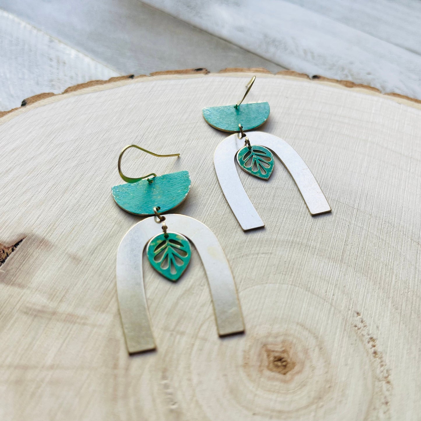 Leaf Earrings, Plant Lover Gift for Women, Nature Lover Gift, Botanical Earrings, Boho Hippie Jewelry, Patina Earrings, Western Earrings