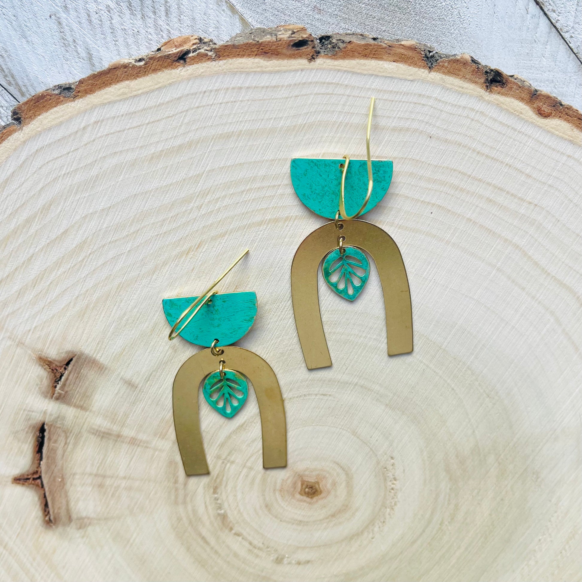 Leaf Earrings, Plant Lover Gift for Women, Nature Lover Gift, Botanical Earrings, Boho Hippie Jewelry, Patina Earrings, Western Earrings