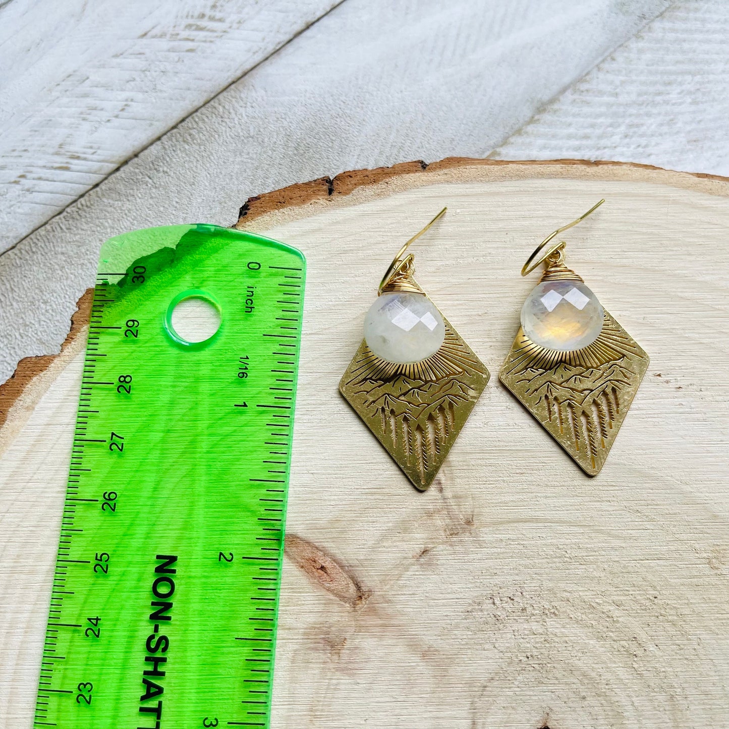 Moonstone Earrings Dangle, Mountain Earrings, Witchy Earrings, Nature Lover Gift, Wanderlust Jewelry, Best Friend Birthday Gifts for Her