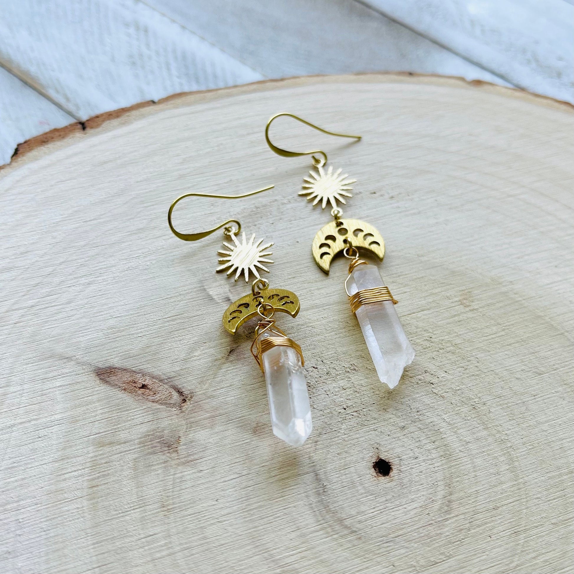 Raw Quartz Earrings, Crystal Earrings, Witchy Earrings Dangle, Birthday Gift for Girlfriend, Best Gifts for Mom, Birthday Gift Ideas
