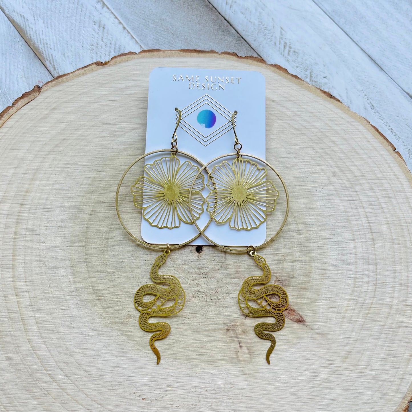 Snake Earrings Dangle, Serpent Jewelry, Flower Earrings for Wedding Day, Trendy Jewelry for Teens, Witchy Earrings, Festival Jewelry, Boho