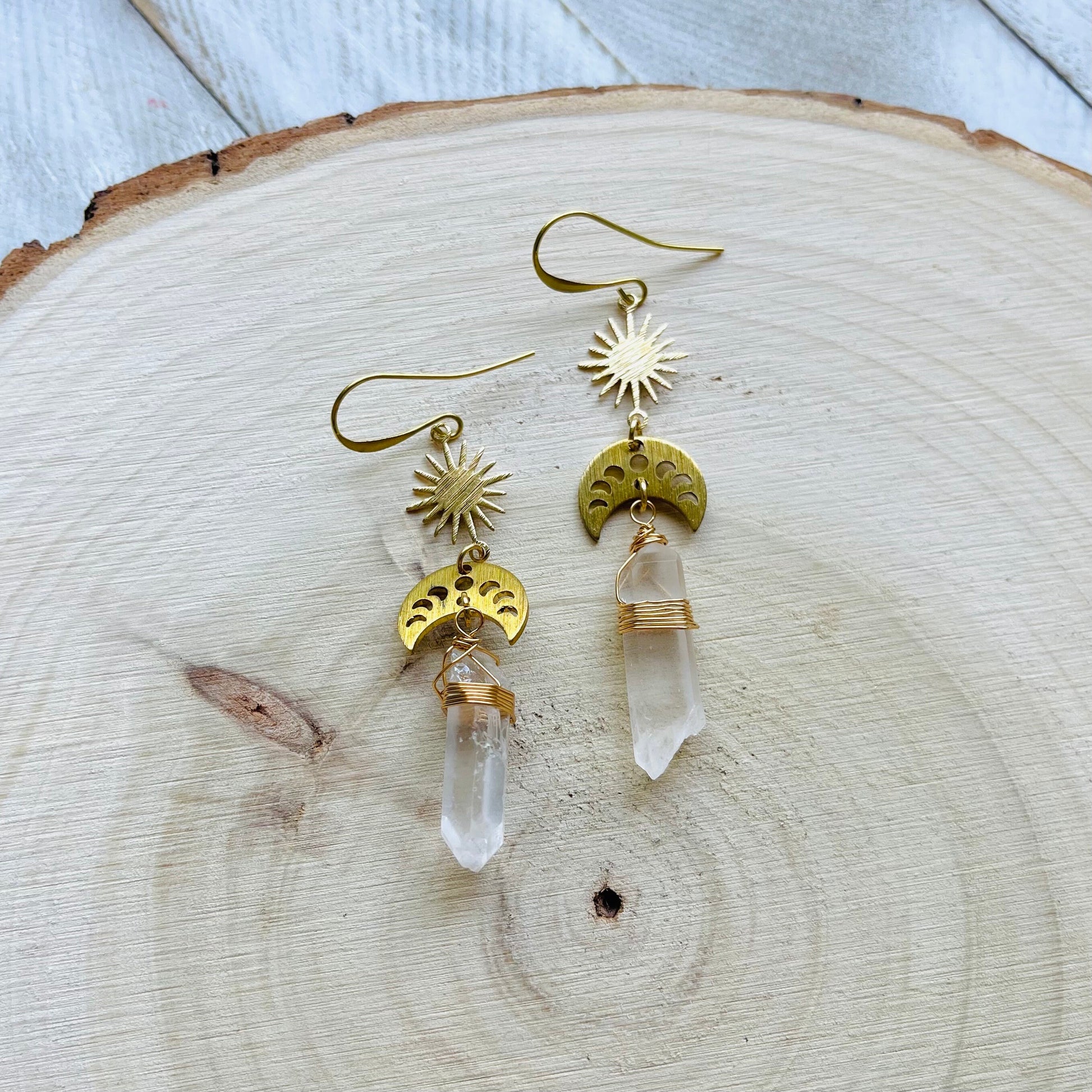 Raw Quartz Earrings, Crystal Earrings, Witchy Earrings Dangle, Birthday Gift for Girlfriend, Best Gifts for Mom, Birthday Gift Ideas