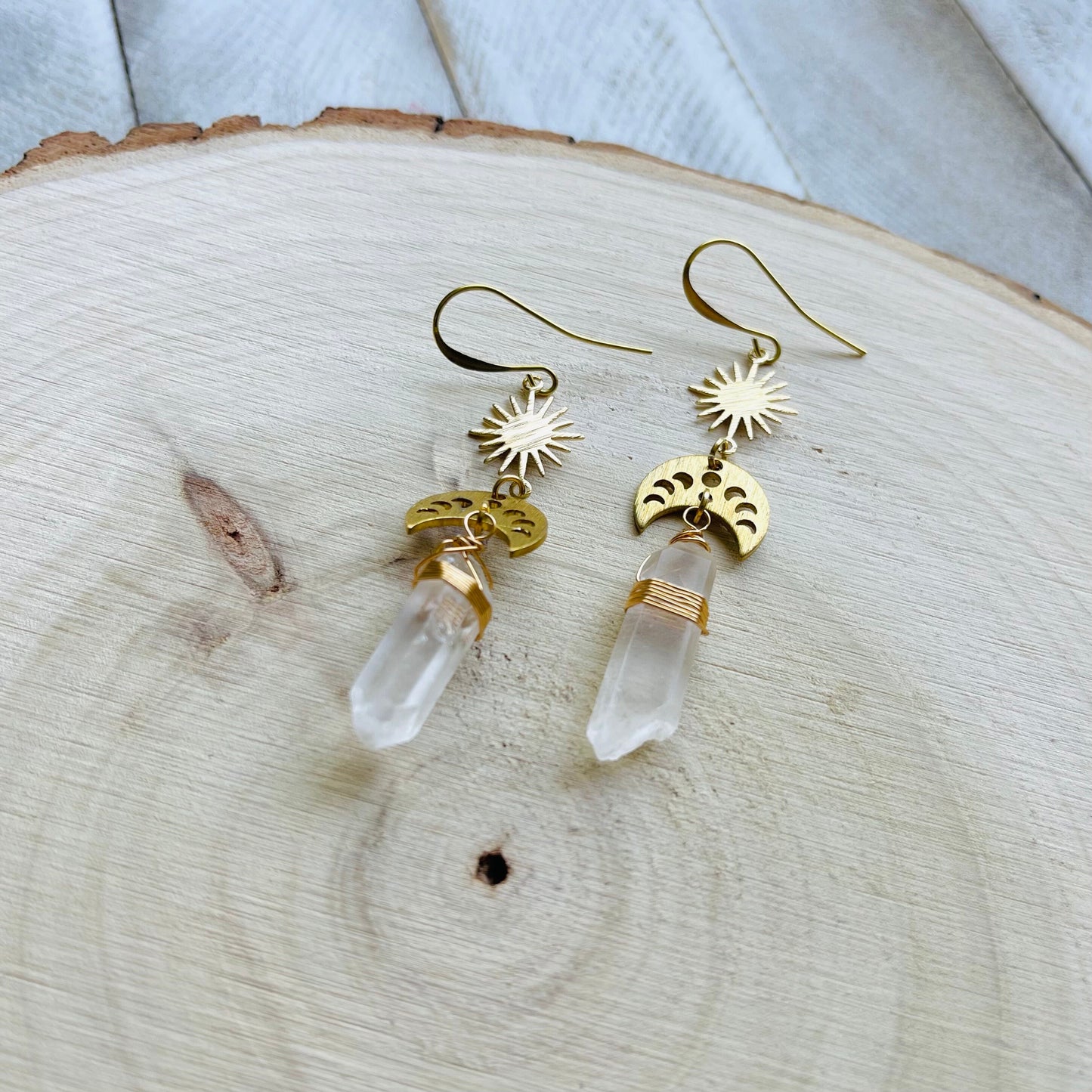 Raw Quartz Earrings, Crystal Earrings, Witchy Earrings Dangle, Birthday Gift for Girlfriend, Best Gifts for Mom, Birthday Gift Ideas