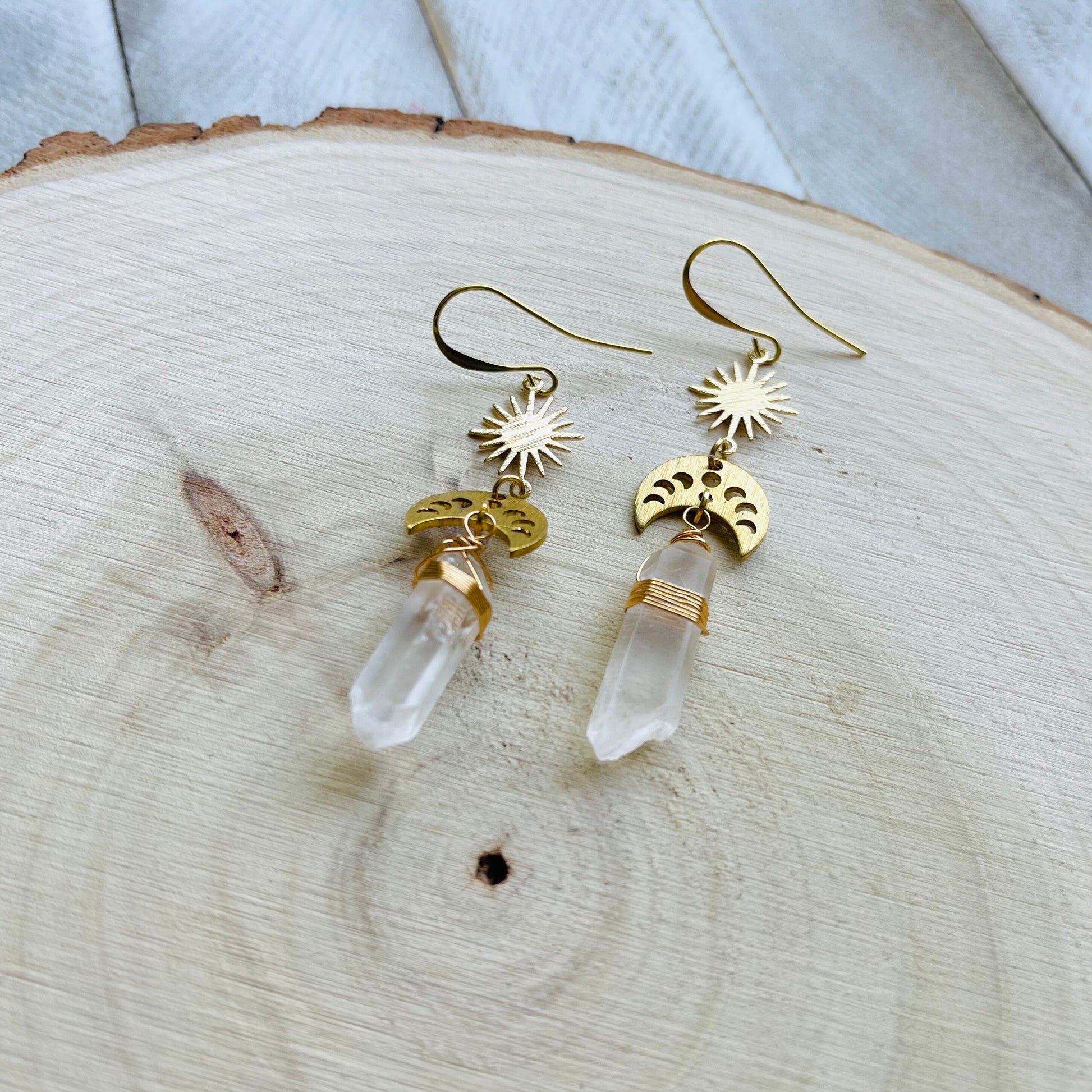 Raw Quartz Earrings, Crystal Earrings, Witchy Earrings Dangle, Birthday Gift for Girlfriend, Best Gifts for Mom, Birthday Gift Ideas