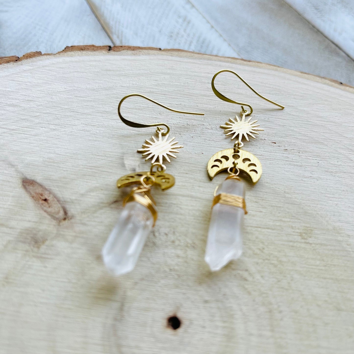 Raw Quartz Earrings, Crystal Earrings, Witchy Earrings Dangle, Birthday Gift for Girlfriend, Best Gifts for Mom, Birthday Gift Ideas