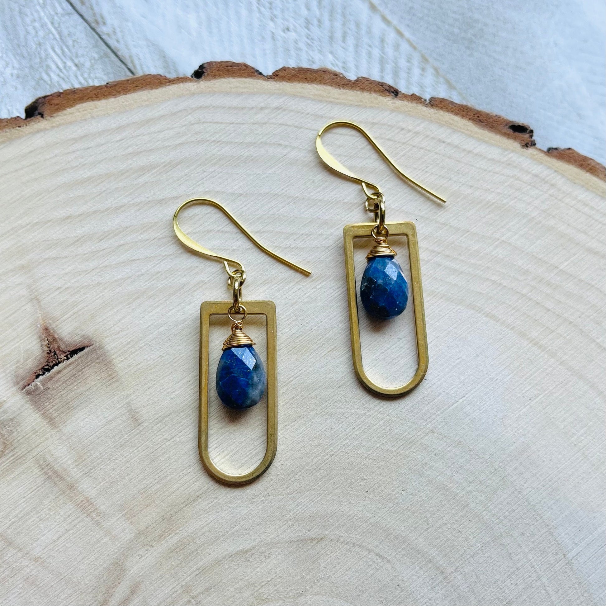 Lapis Lazuli Earrings, Witchy Earrings, Third Eye Chakra, Geometric Earrings Dangle, Trendy Earrings for Women, Unique Gifts for Best Friend