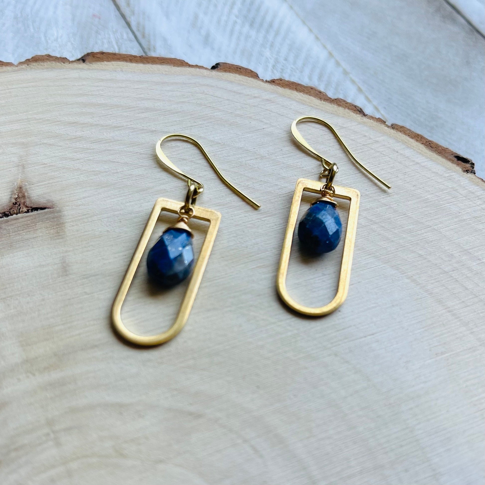 Lapis Lazuli Earrings, Witchy Earrings, Third Eye Chakra, Geometric Earrings Dangle, Trendy Earrings for Women, Unique Gifts for Best Friend