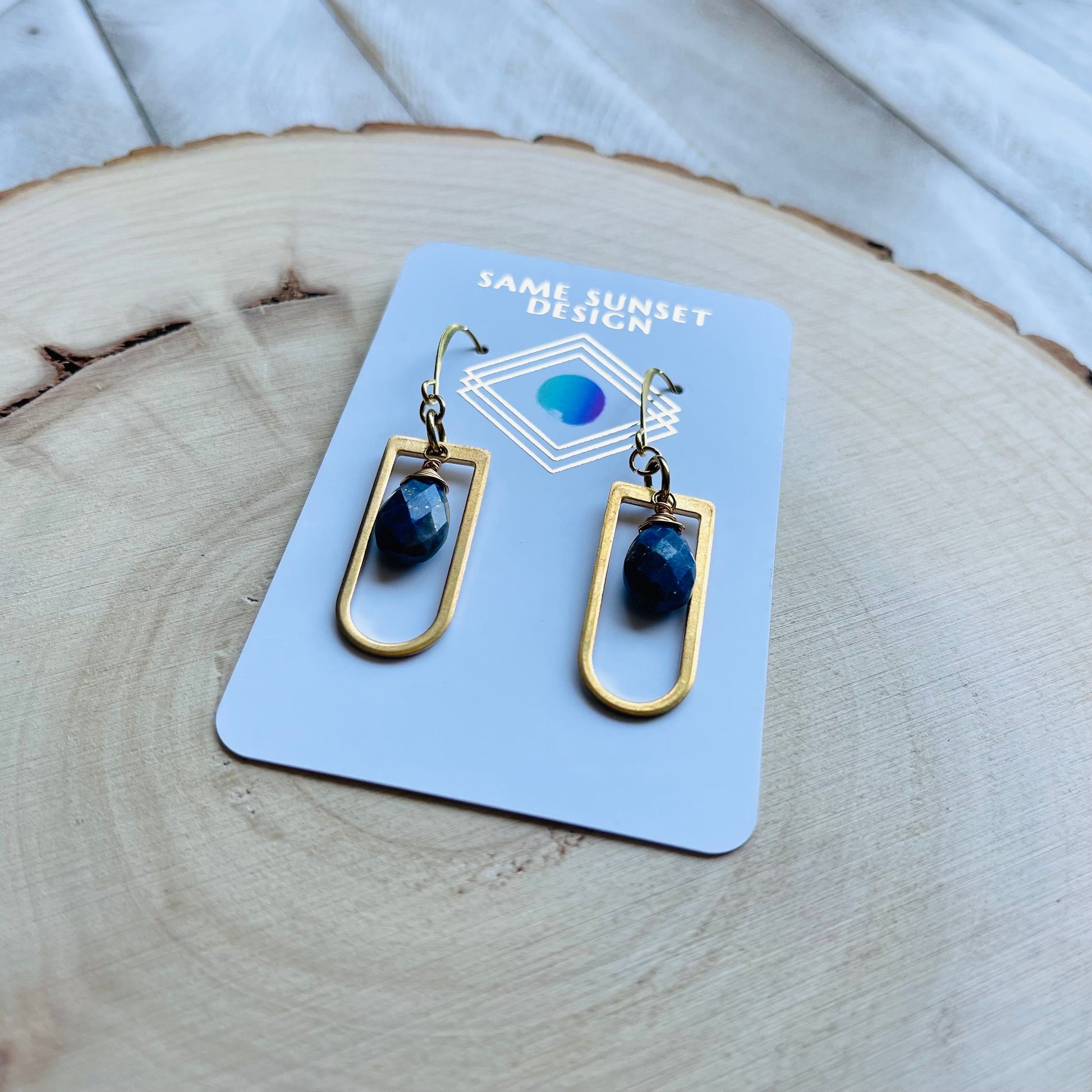 Lapis Lazuli Earrings, Witchy Earrings, Third Eye Chakra, Geometric Earrings Dangle, Trendy Earrings for Women, Unique Gifts for Best Friend