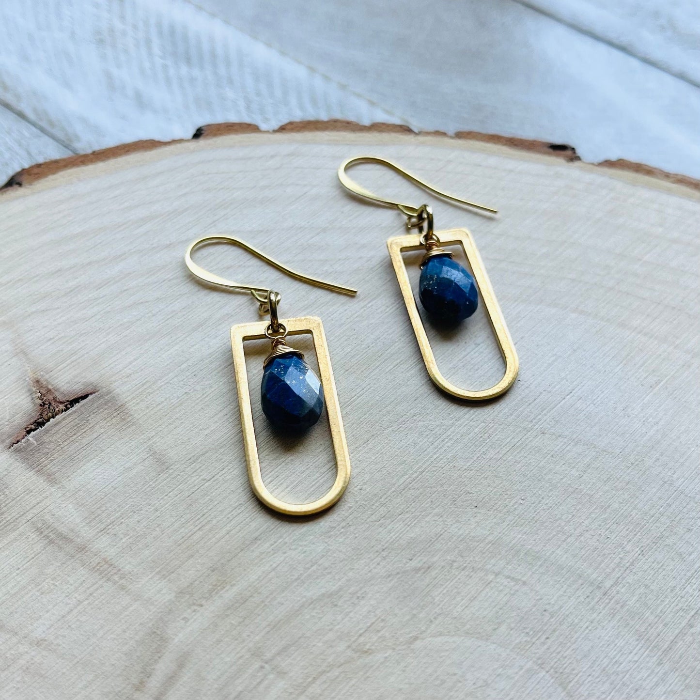 Lapis Lazuli Earrings, Witchy Earrings, Third Eye Chakra, Geometric Earrings Dangle, Trendy Earrings for Women, Unique Gifts for Best Friend
