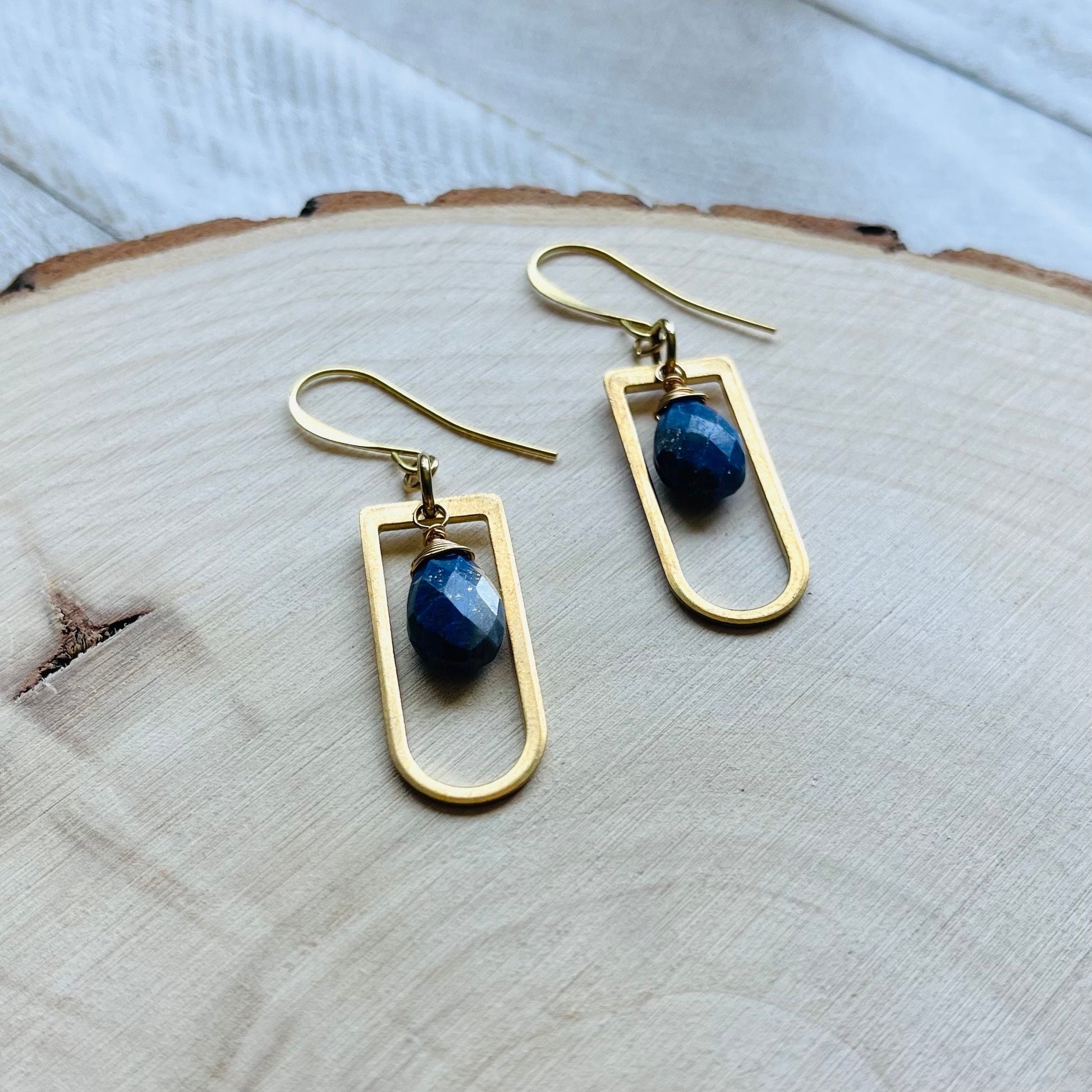 Lapis Lazuli Earrings, Witchy Earrings, Third Eye Chakra, Geometric Earrings Dangle, Trendy Earrings for Women, Unique Gifts for Best Friend