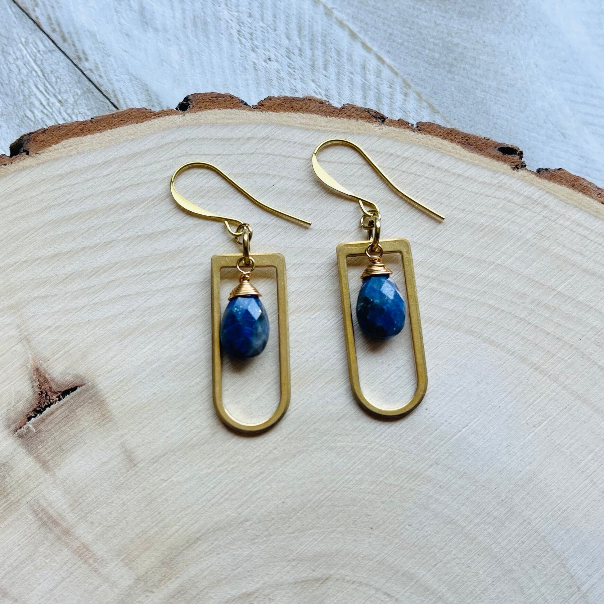 Lapis Lazuli Earrings, Witchy Earrings, Third Eye Chakra, Geometric Earrings Dangle, Trendy Earrings for Women, Unique Gifts for Best Friend