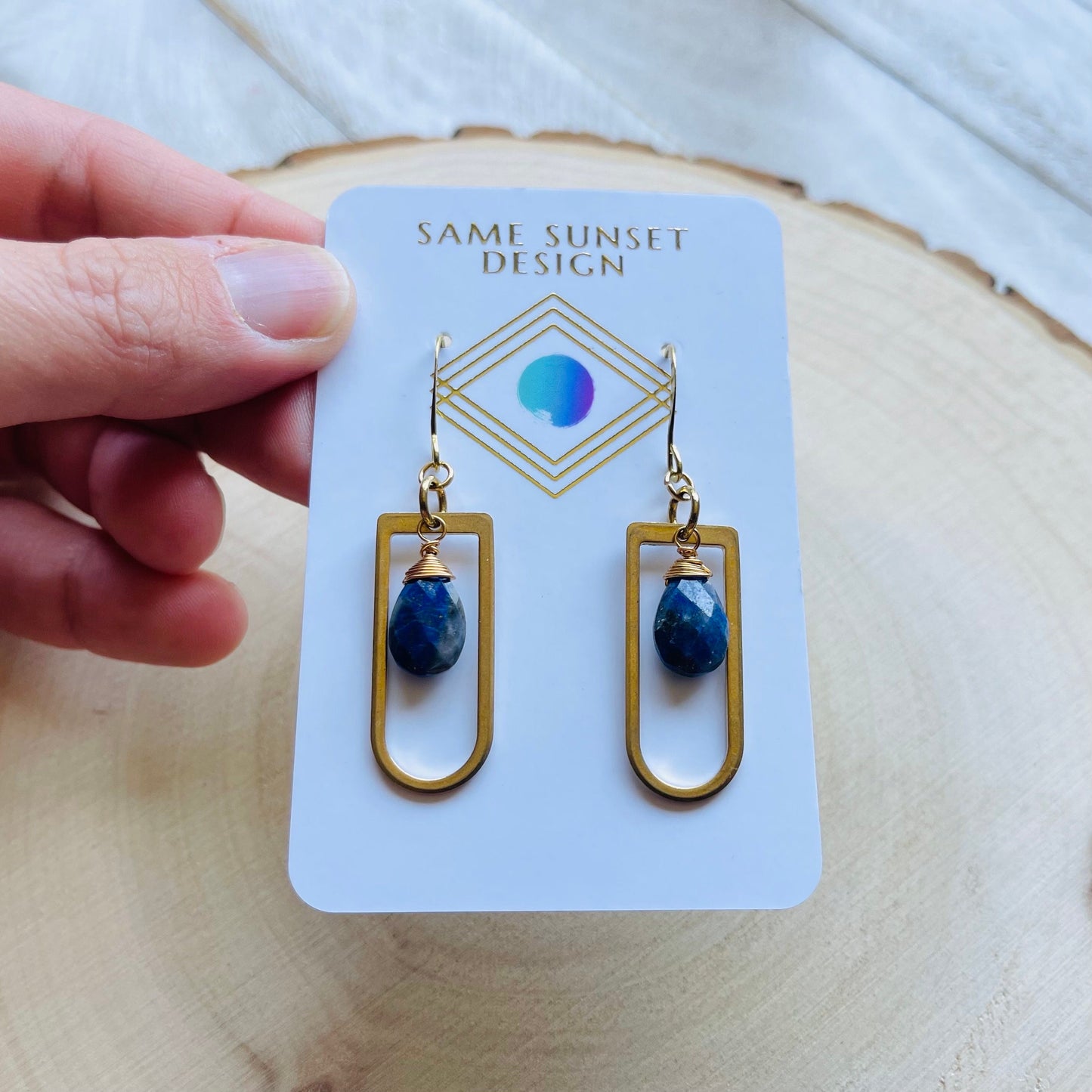 Lapis Lazuli Earrings, Witchy Earrings, Third Eye Chakra, Geometric Earrings Dangle, Trendy Earrings for Women, Unique Gifts for Best Friend