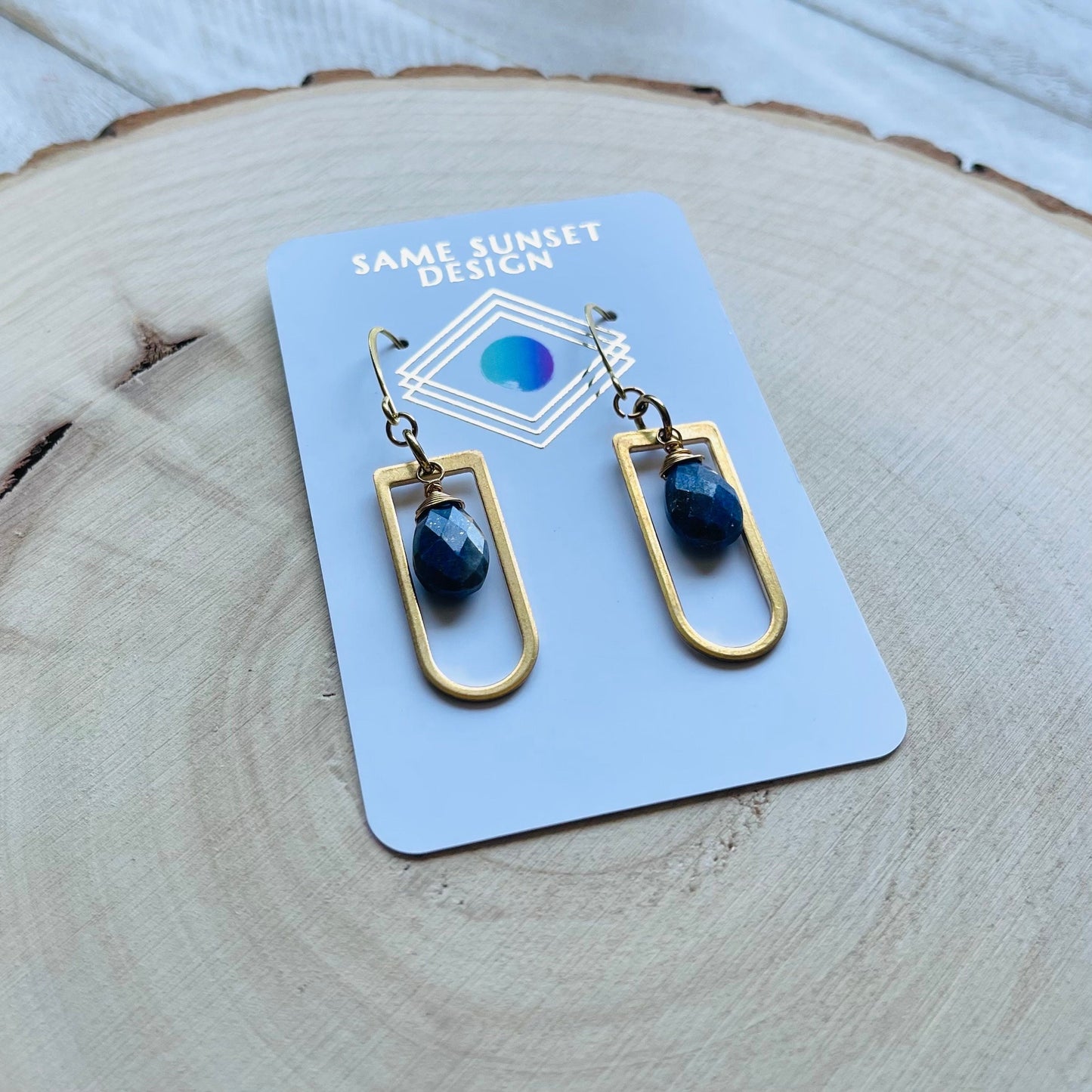 Lapis Lazuli Earrings, Witchy Earrings, Third Eye Chakra, Geometric Earrings Dangle, Trendy Earrings for Women, Unique Gifts for Best Friend