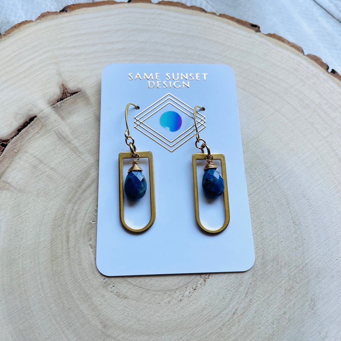 Lapis Lazuli Earrings, Witchy Earrings, Third Eye Chakra, Geometric Earrings Dangle, Trendy Earrings for Women, Unique Gifts for Best Friend