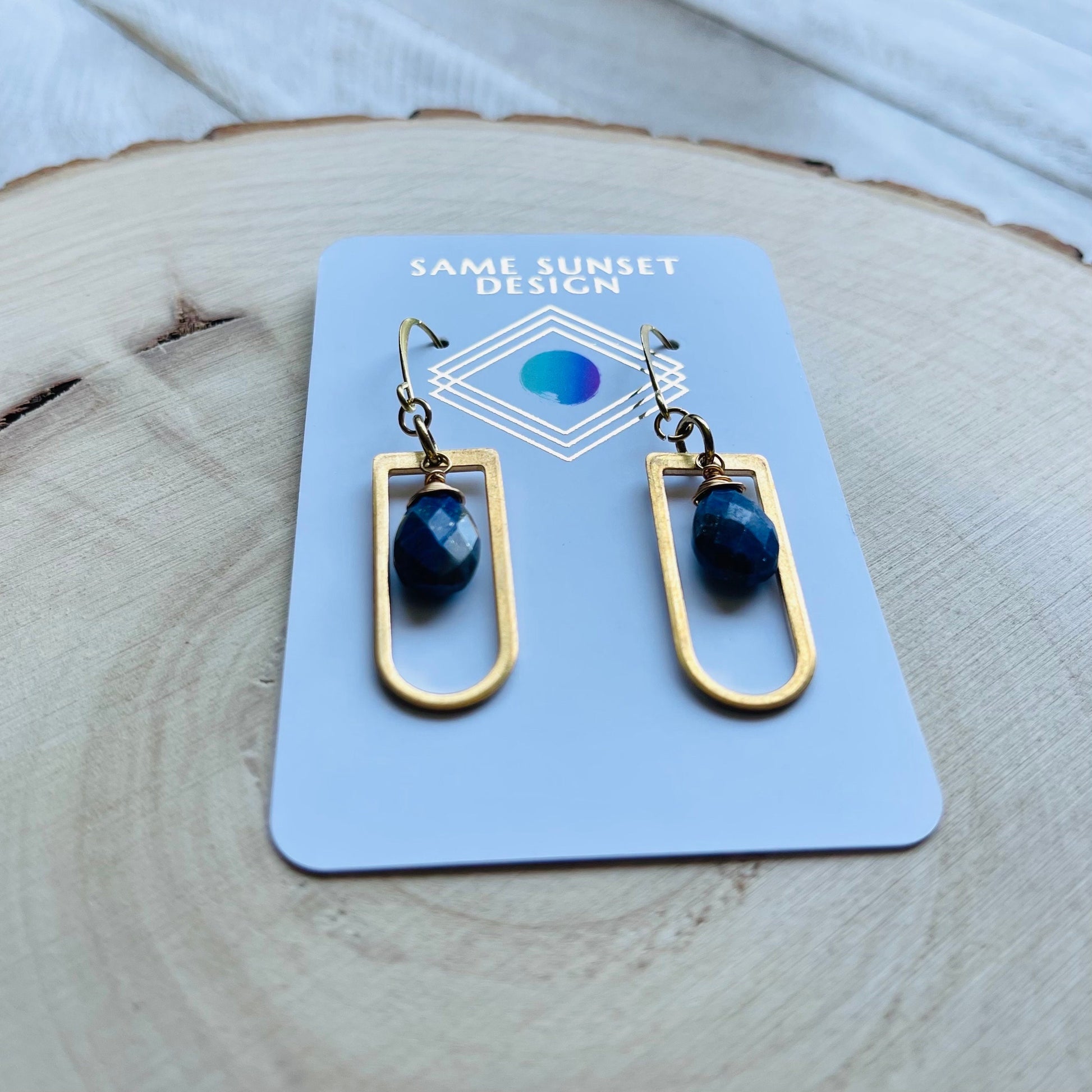 Lapis Lazuli Earrings, Witchy Earrings, Third Eye Chakra, Geometric Earrings Dangle, Trendy Earrings for Women, Unique Gifts for Best Friend