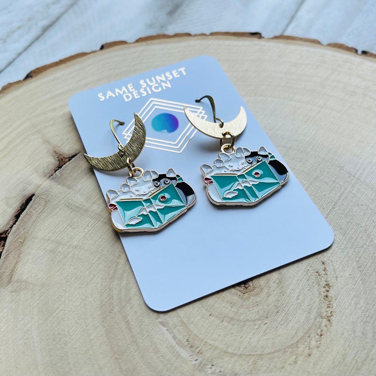 Cat Earrings, Cat Lover Jewelry, Book Earrings Dangle, Cat Gifts for Cat Lovers, Witchy Earrings, Kawaii Jewelry, Unique Gifts for Daughter