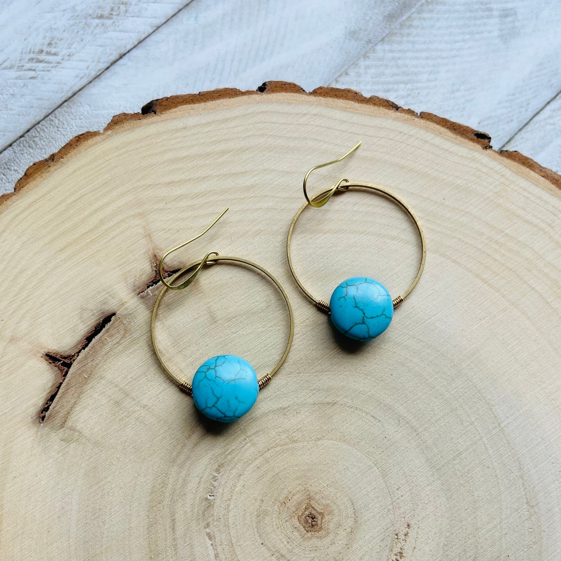 Turquoise Hoop Earrings, Western Boho Jewelry, Hoop Earrings Gold, Sweet 16 Gift Granddaughter, Birthday Gift Ideas, Tween Jewelry