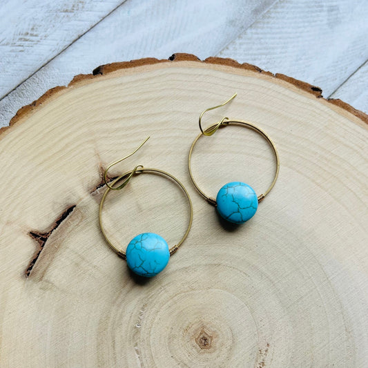Turquoise Hoop Earrings, Western Boho Jewelry, Hoop Earrings Gold, Sweet 16 Gift Granddaughter, Birthday Gift Ideas, Tween Jewelry
