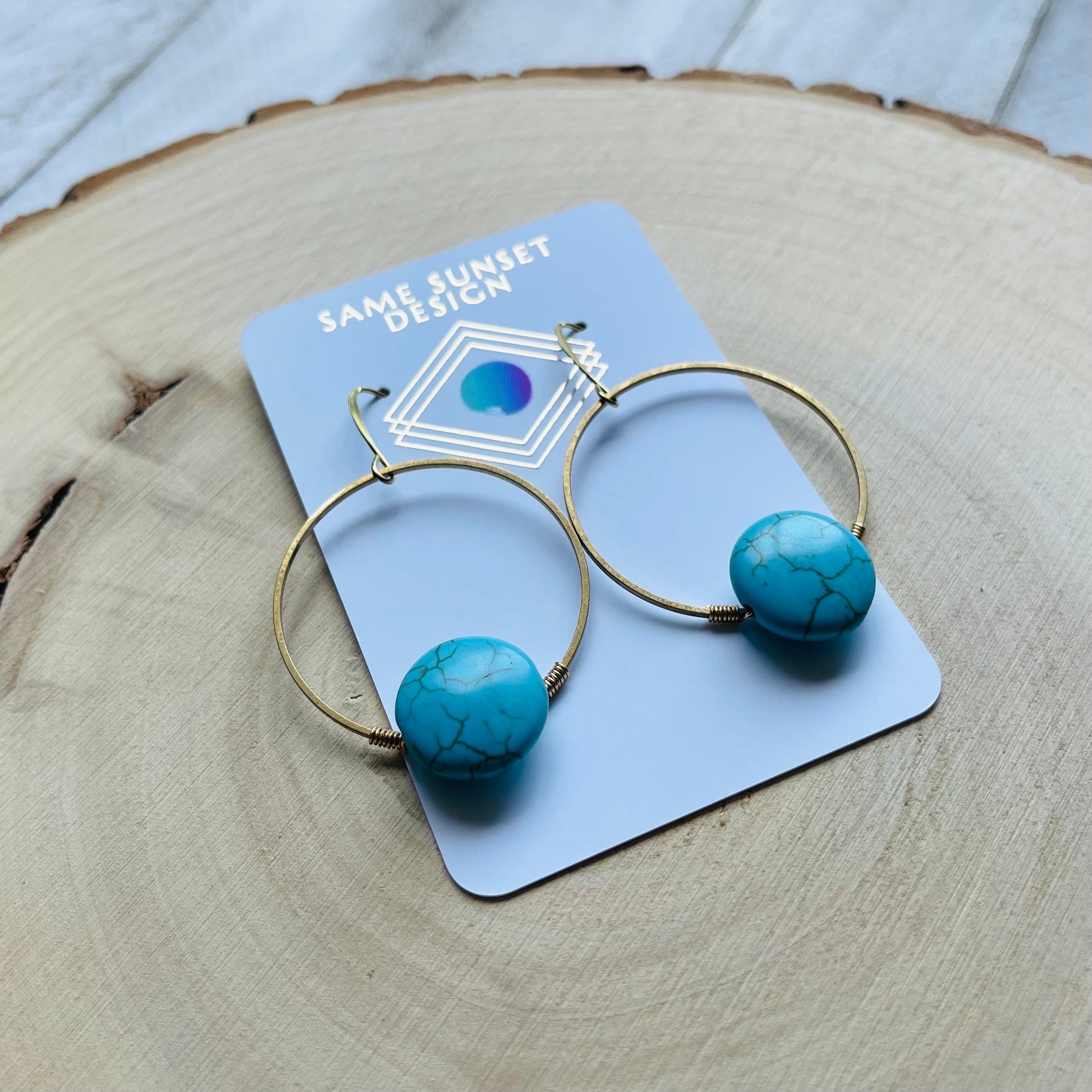 Turquoise Hoop Earrings, Western Boho Jewelry, Hoop Earrings Gold, Sweet 16 Gift Granddaughter, Birthday Gift Ideas, Tween Jewelry