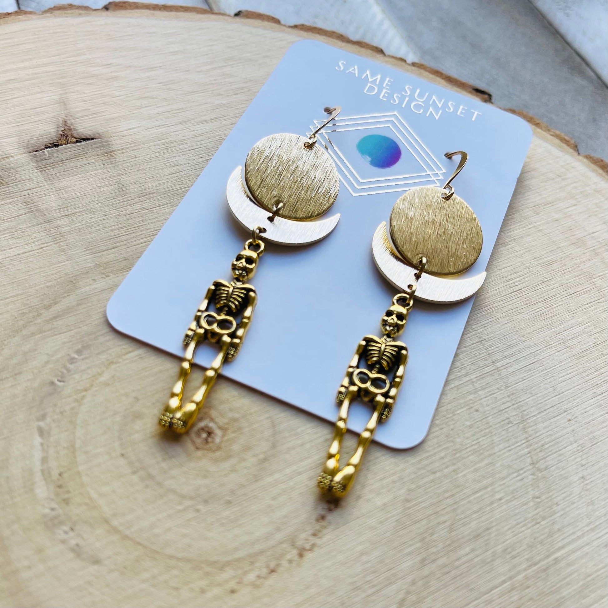 Skeleton Earrings, Goth Earrings Dangle, Crescent Moon Jewelry, Halloween Earrings Dangle, Witchy Gifts, Unique Gifts for Teenage Girls