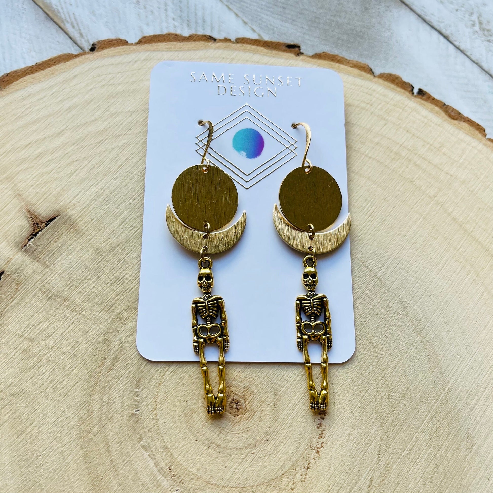Skeleton Earrings, Goth Earrings Dangle, Crescent Moon Jewelry, Halloween Earrings Dangle, Witchy Gifts, Unique Gifts for Teenage Girls