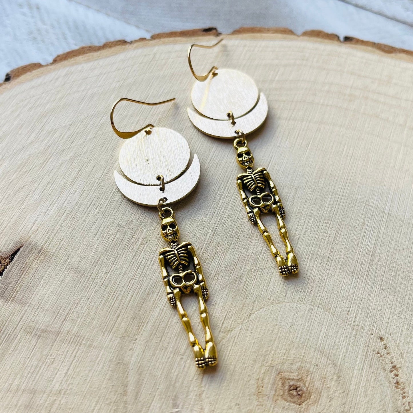 Skeleton Earrings, Goth Earrings Dangle, Crescent Moon Jewelry, Halloween Earrings Dangle, Witchy Gifts, Unique Gifts for Teenage Girls