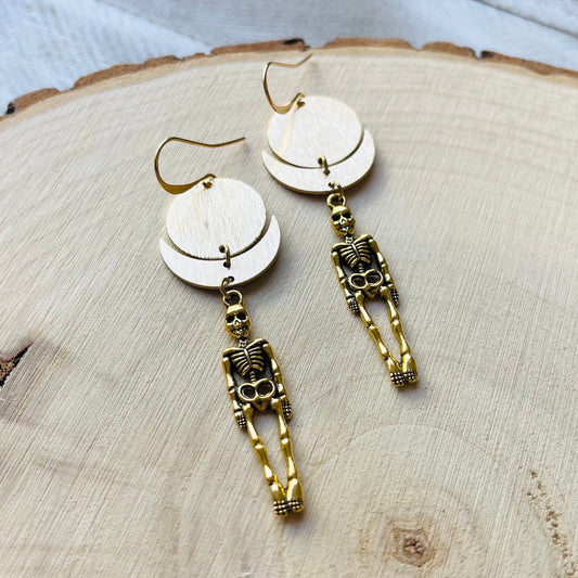 Skeleton Earrings, Goth Earrings Dangle, Crescent Moon Jewelry, Halloween Earrings Dangle, Witchy Gifts, Unique Gifts for Teenage Girls