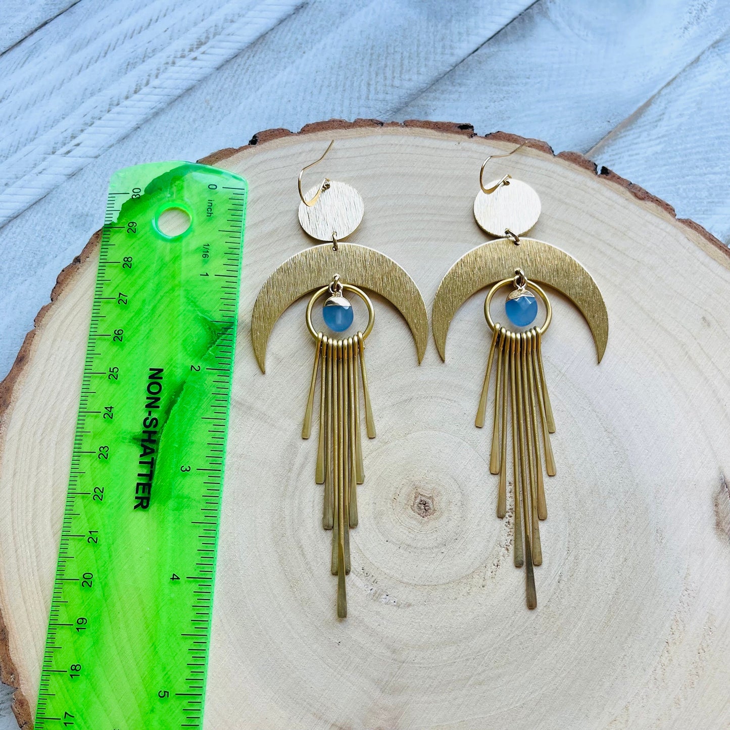 Jade Earrings Dangle, Crescent Moon Earrings Gold, Witchy Earrings, Unique Gifts for Teenage Girls, Boho Jewelry Gifts for Daughter, Fringe