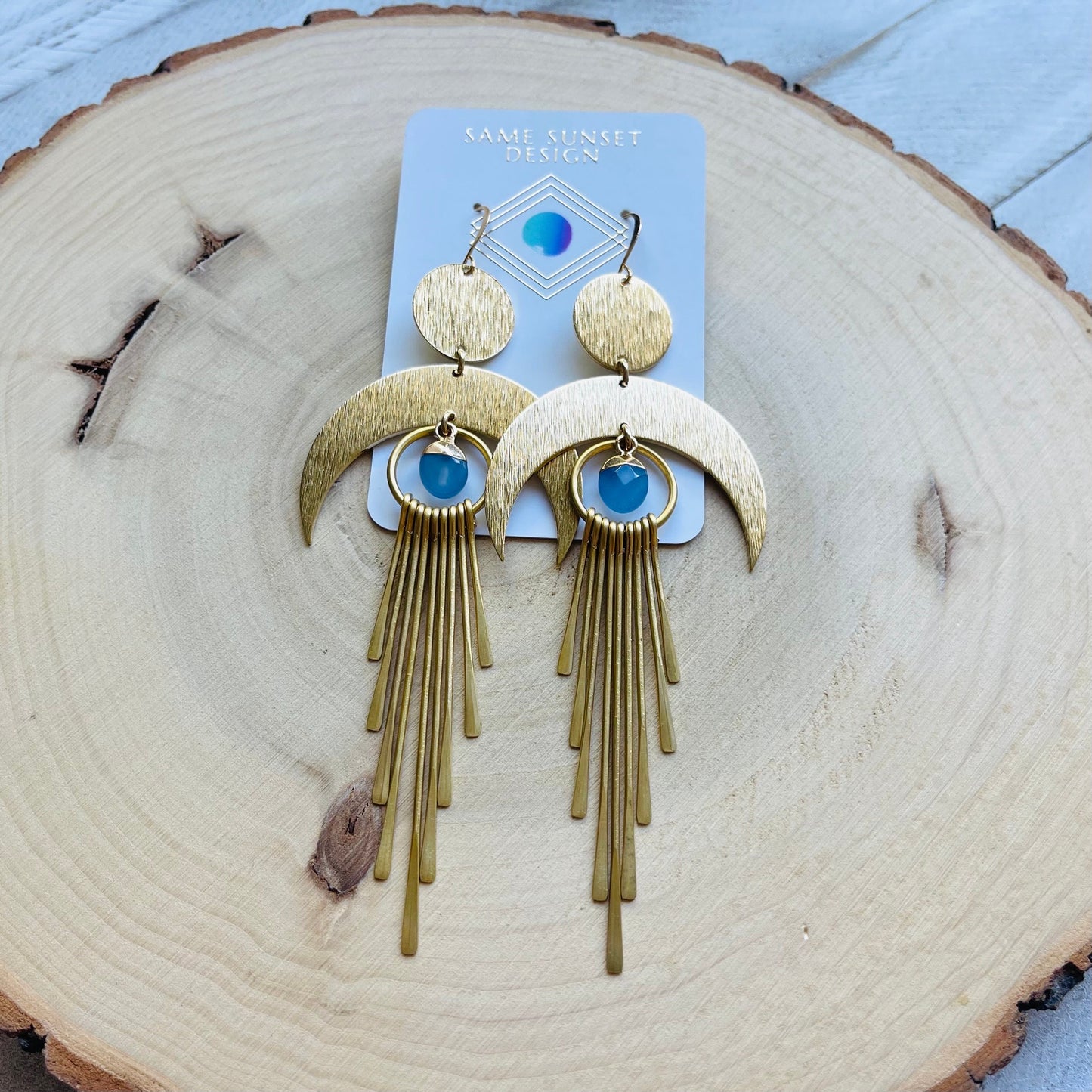 Jade Earrings Dangle, Crescent Moon Earrings Gold, Witchy Earrings, Unique Gifts for Teenage Girls, Boho Jewelry Gifts for Daughter, Fringe