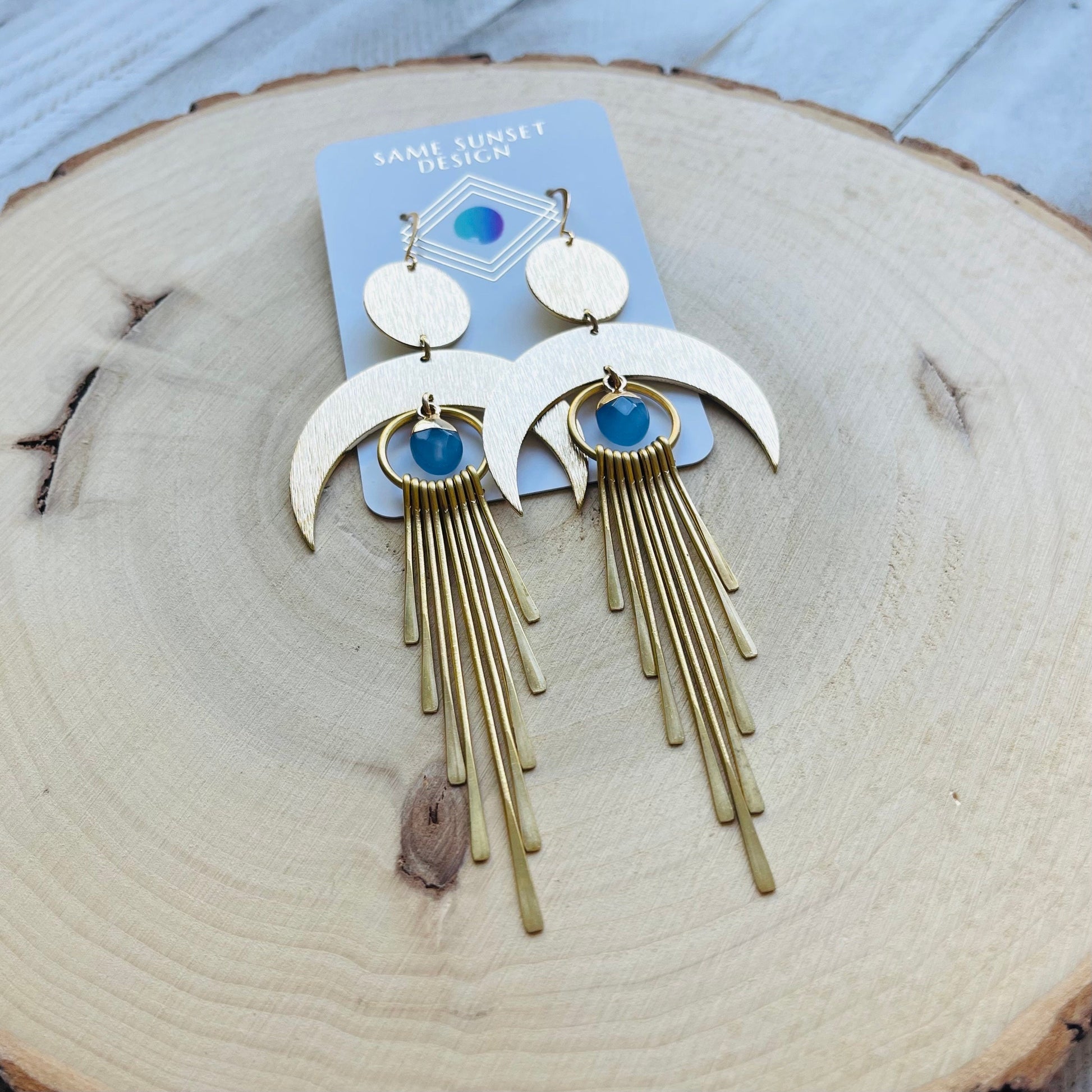 Jade Earrings Dangle, Crescent Moon Earrings Gold, Witchy Earrings, Unique Gifts for Teenage Girls, Boho Jewelry Gifts for Daughter, Fringe