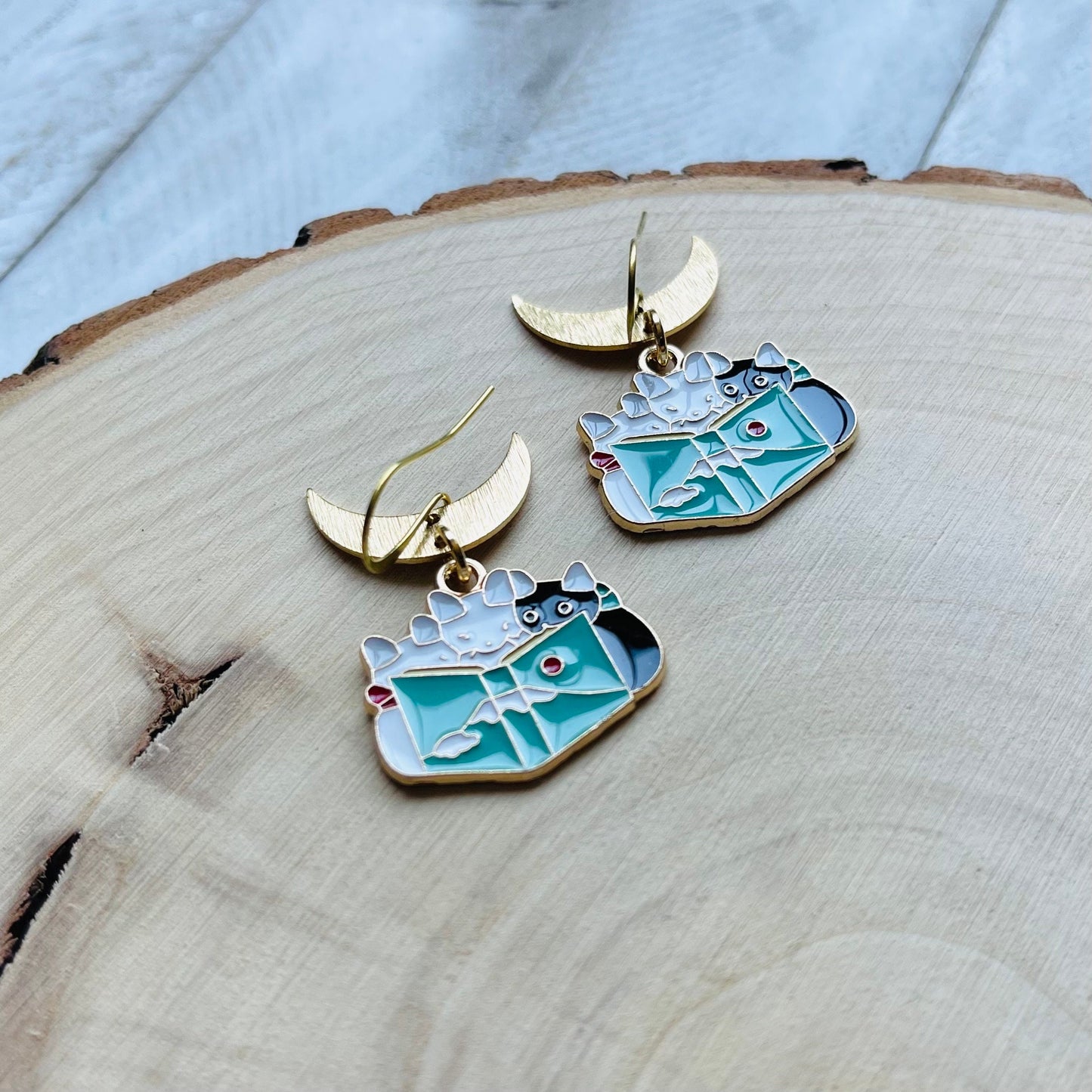 Cat Earrings, Cat Lover Jewelry, Book Earrings Dangle, Cat Gifts for Cat Lovers, Witchy Earrings, Kawaii Jewelry, Unique Gifts for Daughter
