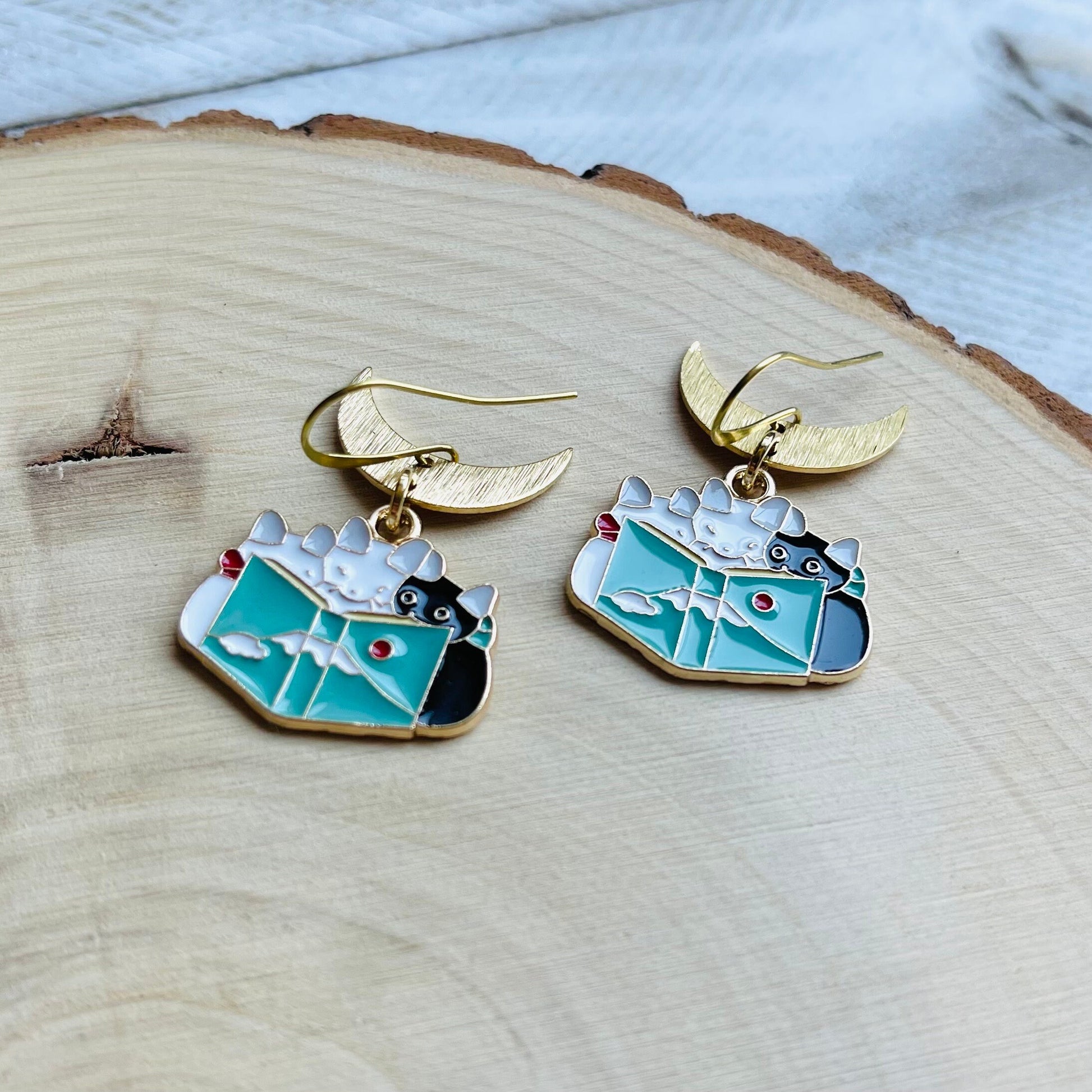 Cat Earrings, Cat Lover Jewelry, Book Earrings Dangle, Cat Gifts for Cat Lovers, Witchy Earrings, Kawaii Jewelry, Unique Gifts for Daughter