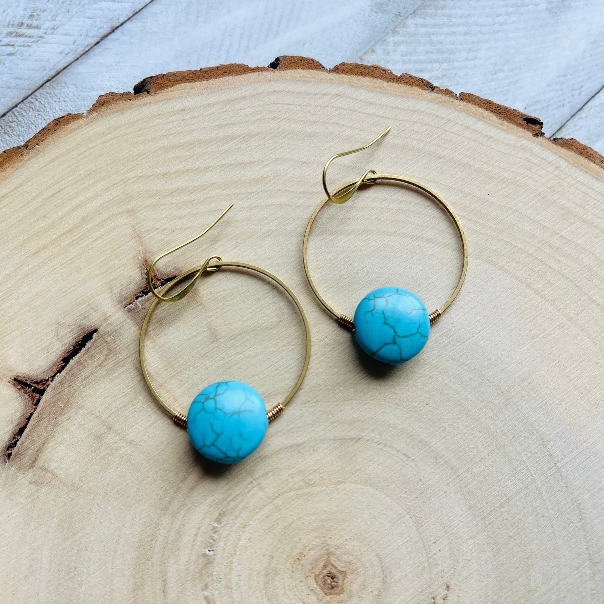 Turquoise Hoop Earrings, Western Boho Jewelry, Hoop Earrings Gold, Sweet 16 Gift Granddaughter, Birthday Gift Ideas, Tween Jewelry