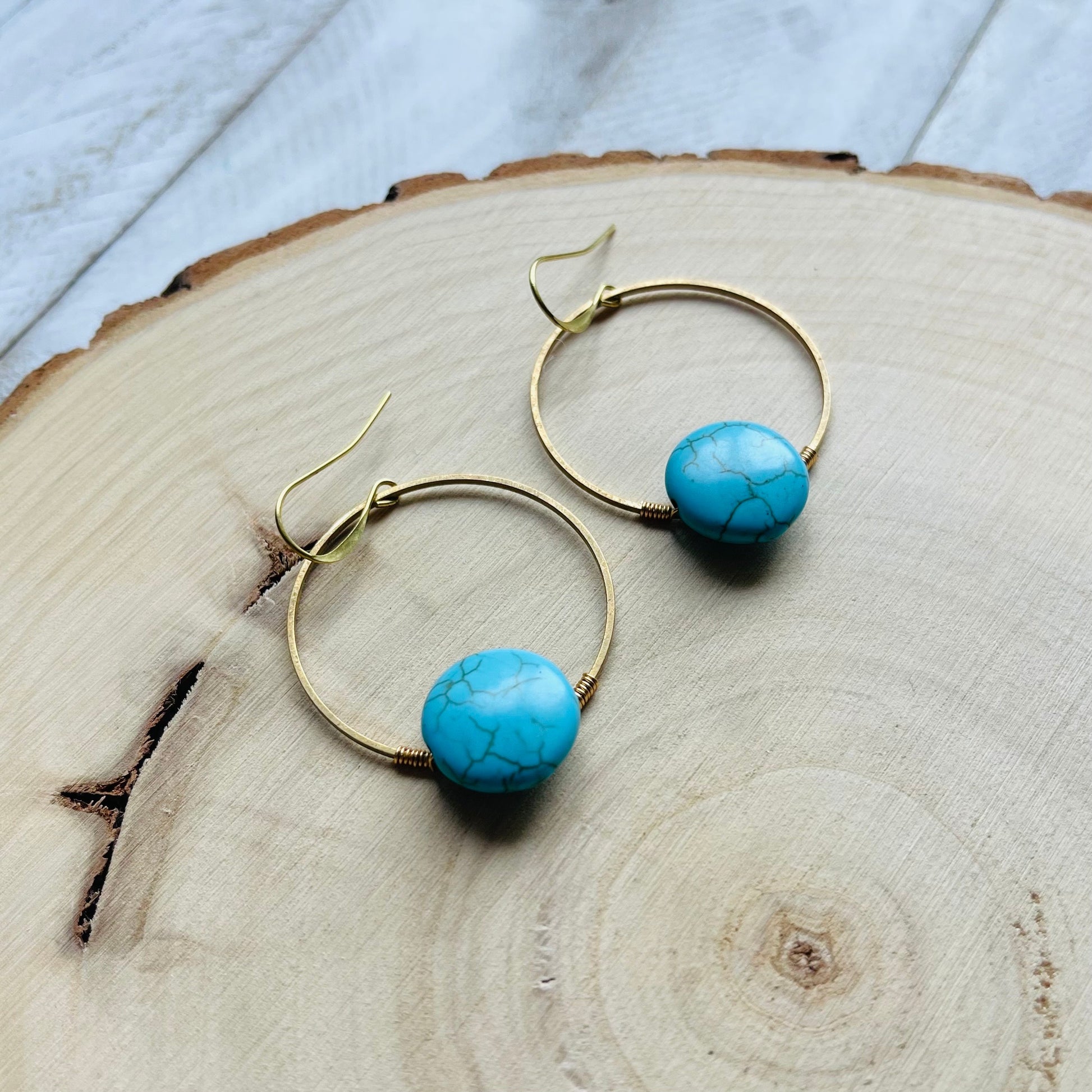 Turquoise Hoop Earrings, Western Boho Jewelry, Hoop Earrings Gold, Sweet 16 Gift Granddaughter, Birthday Gift Ideas, Tween Jewelry