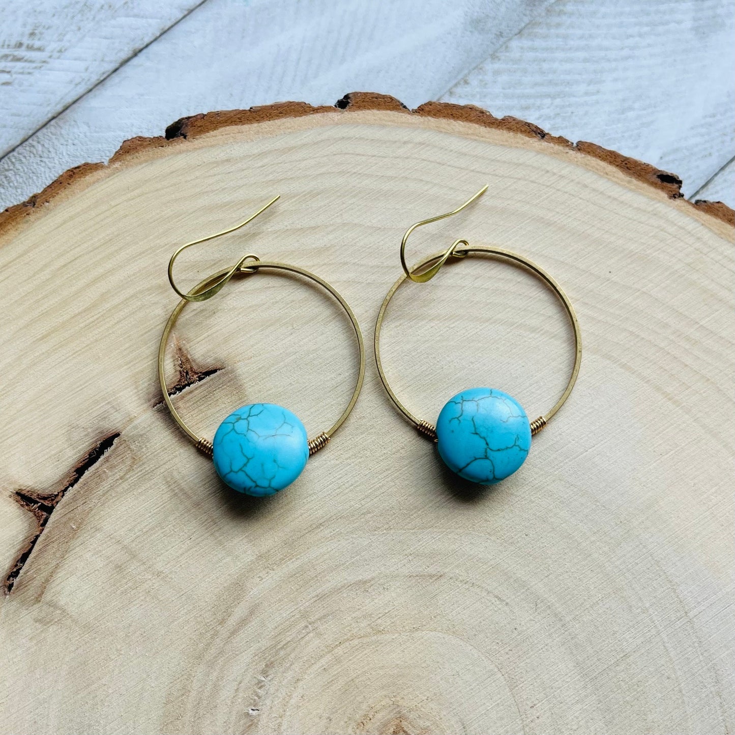 Turquoise Hoop Earrings, Western Boho Jewelry, Hoop Earrings Gold, Sweet 16 Gift Granddaughter, Birthday Gift Ideas, Tween Jewelry