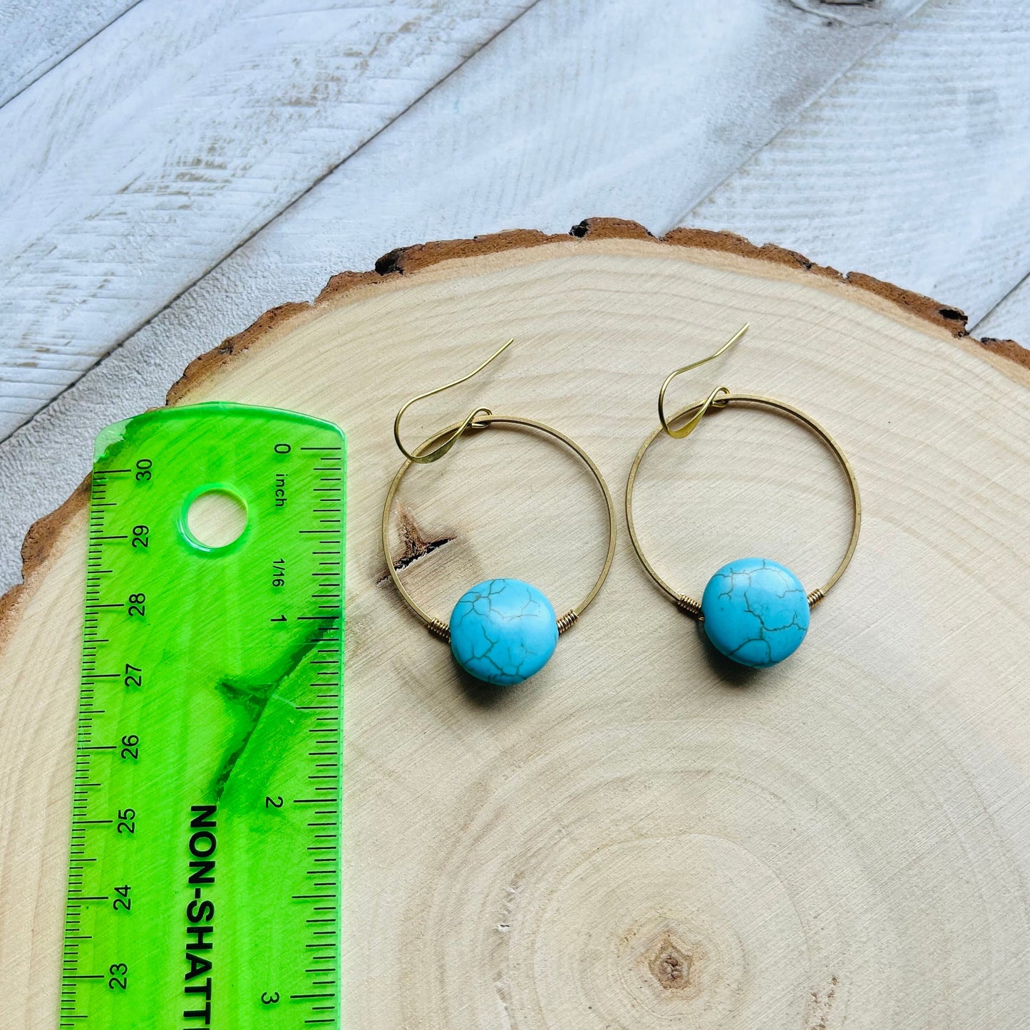 Turquoise Hoop Earrings, Western Boho Jewelry, Hoop Earrings Gold, Sweet 16 Gift Granddaughter, Birthday Gift Ideas, Tween Jewelry
