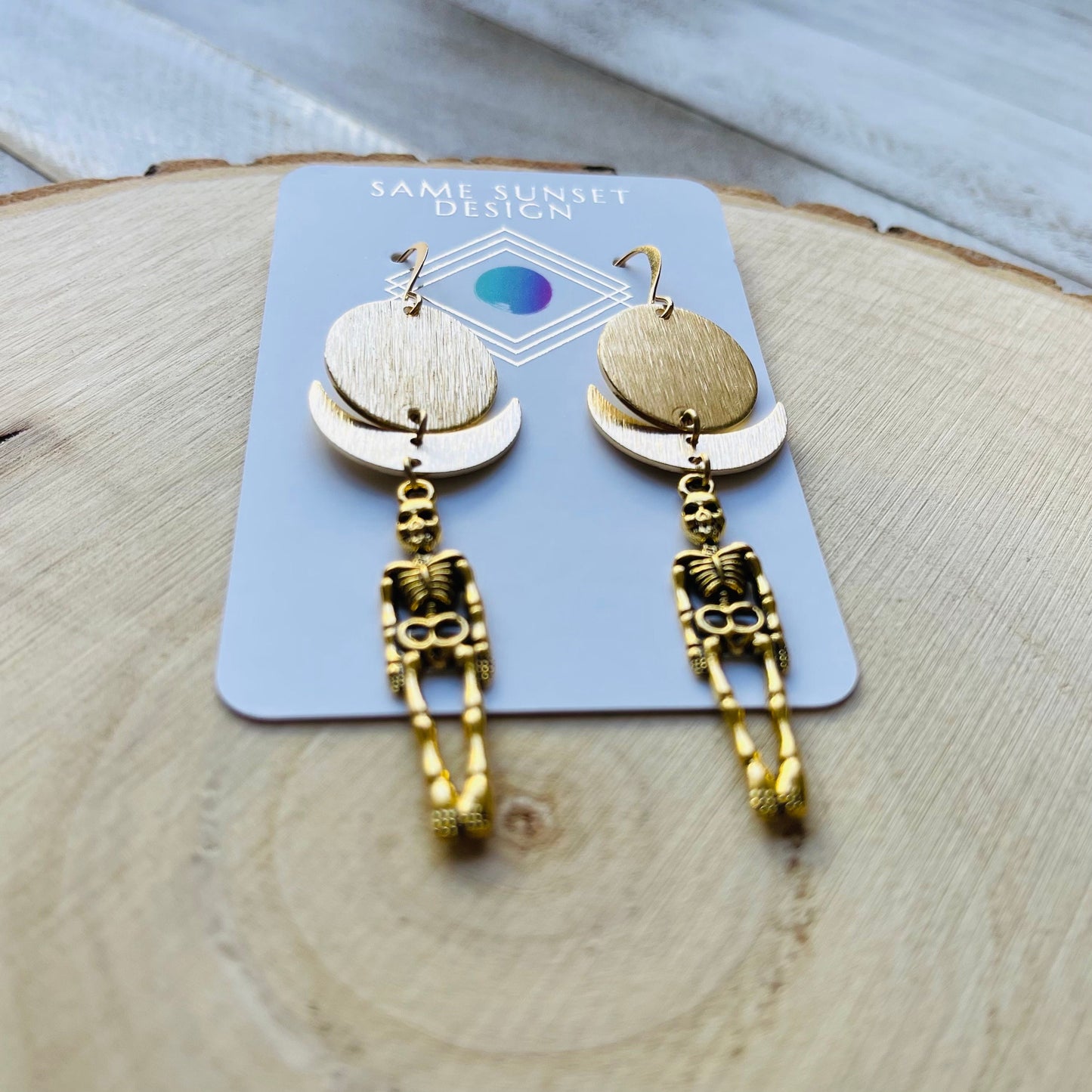 Skeleton Earrings, Goth Earrings Dangle, Crescent Moon Jewelry, Halloween Earrings Dangle, Witchy Gifts, Unique Gifts for Teenage Girls
