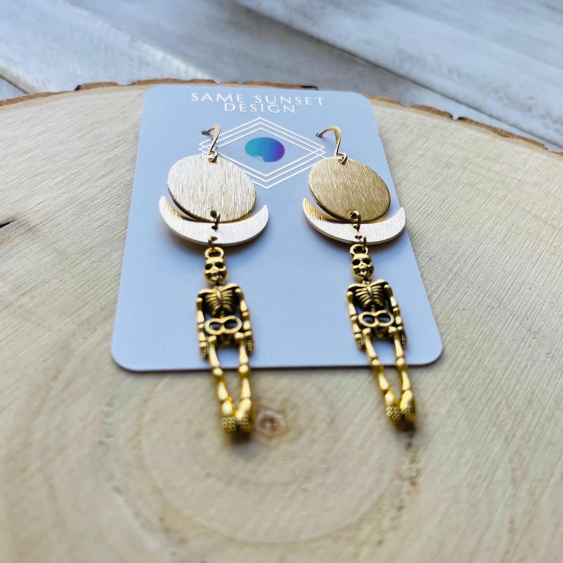 Skeleton Earrings, Goth Earrings Dangle, Crescent Moon Jewelry, Halloween Earrings Dangle, Witchy Gifts, Unique Gifts for Teenage Girls